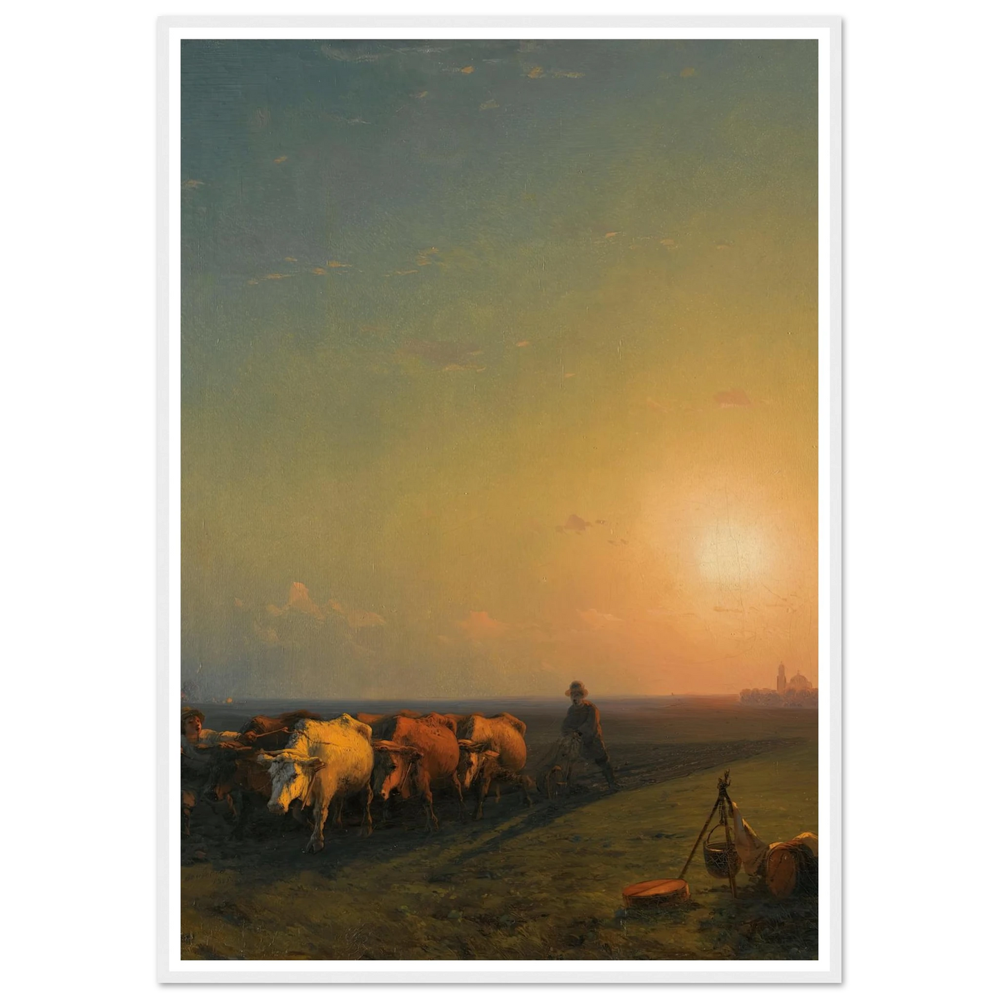 Ploughing The Fields, Crimea (1865) Art Print | Ivan Konstantinovich Aivazovsky - Framed Poster - 30x40 cm / 12x16″ - Black frame