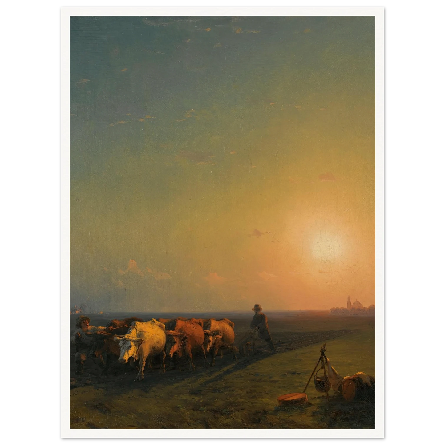 Ploughing The Fields, Crimea (1865) Art Print | Ivan Konstantinovich Aivazovsky - Framed Poster - 30x40 cm / 12x16″ - Black frame