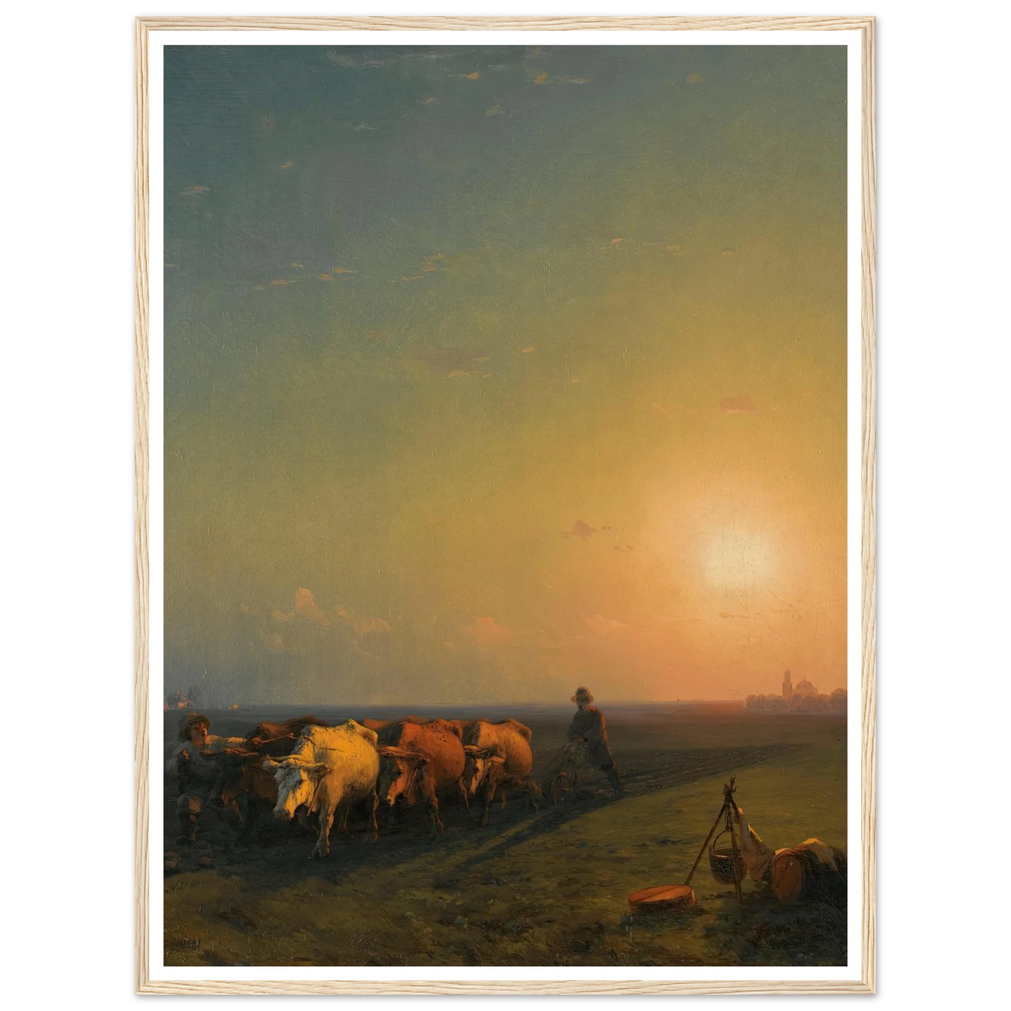 Ploughing The Fields, Crimea (1865) Art Print | Ivan Konstantinovich Aivazovsky - Framed Poster - 30x40 cm / 12x16″ - Black frame
