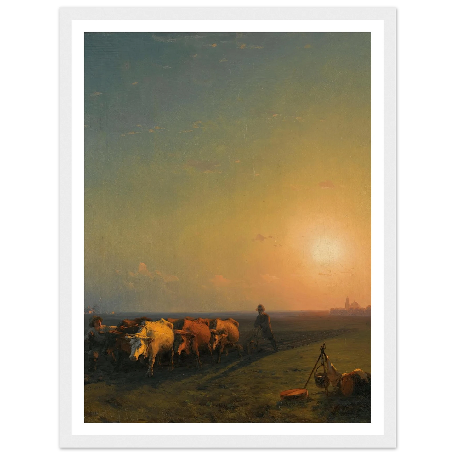 Ploughing The Fields, Crimea (1865) Art Print | Ivan Konstantinovich Aivazovsky - Framed Poster - 30x40 cm / 12x16″ - Black frame