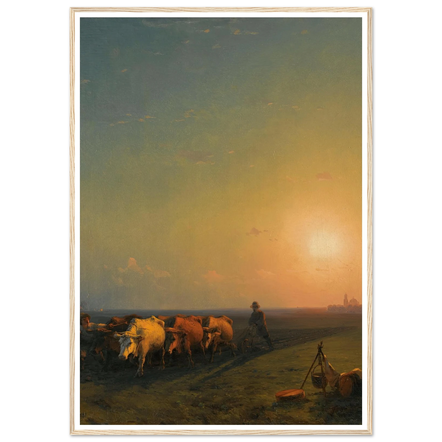 Ploughing The Fields, Crimea (1865) Art Print | Ivan Konstantinovich Aivazovsky - Framed Poster - 30x40 cm / 12x16″ - Black frame