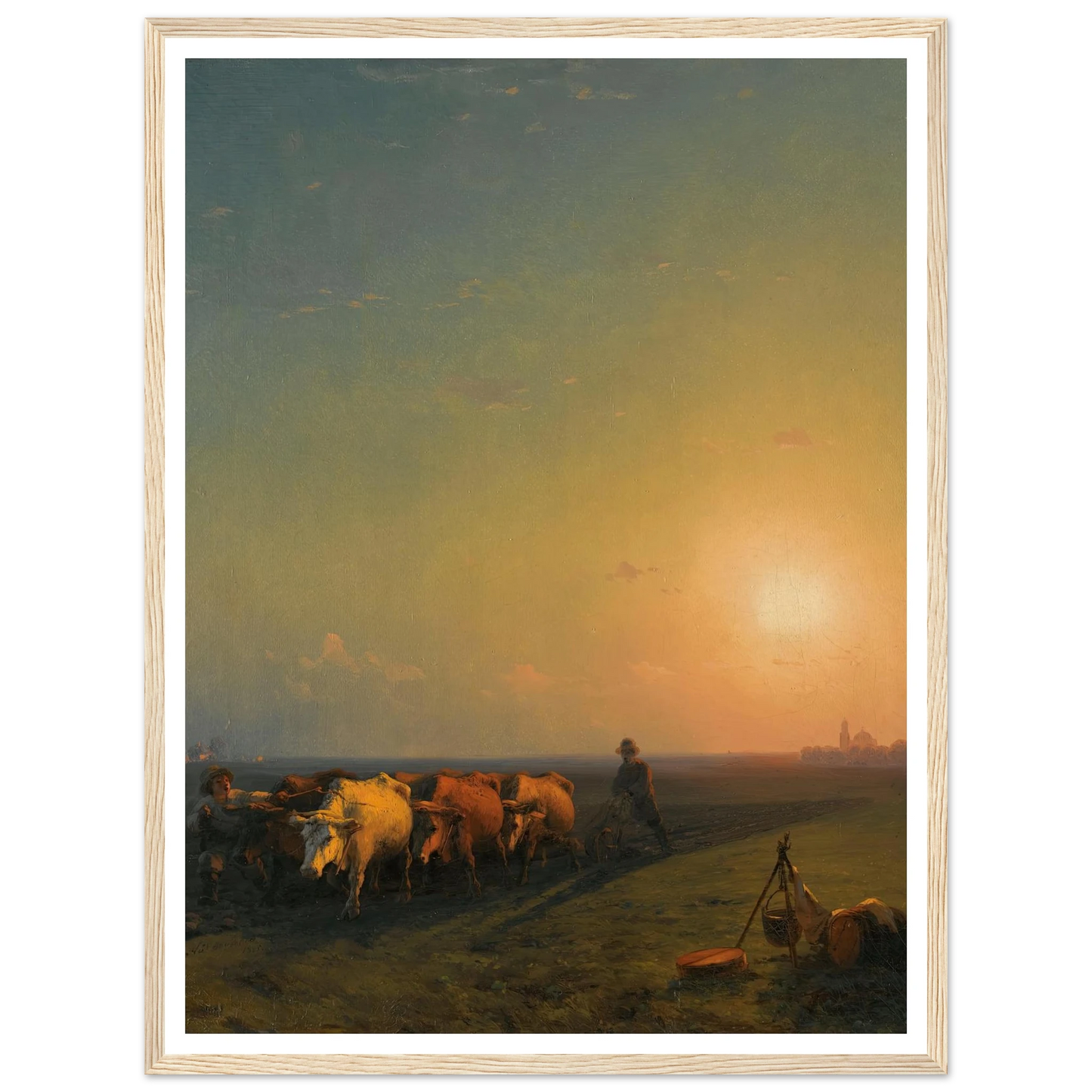 Ploughing The Fields, Crimea (1865) Art Print | Ivan Konstantinovich Aivazovsky - Framed Poster - 30x40 cm / 12x16″ - Black frame