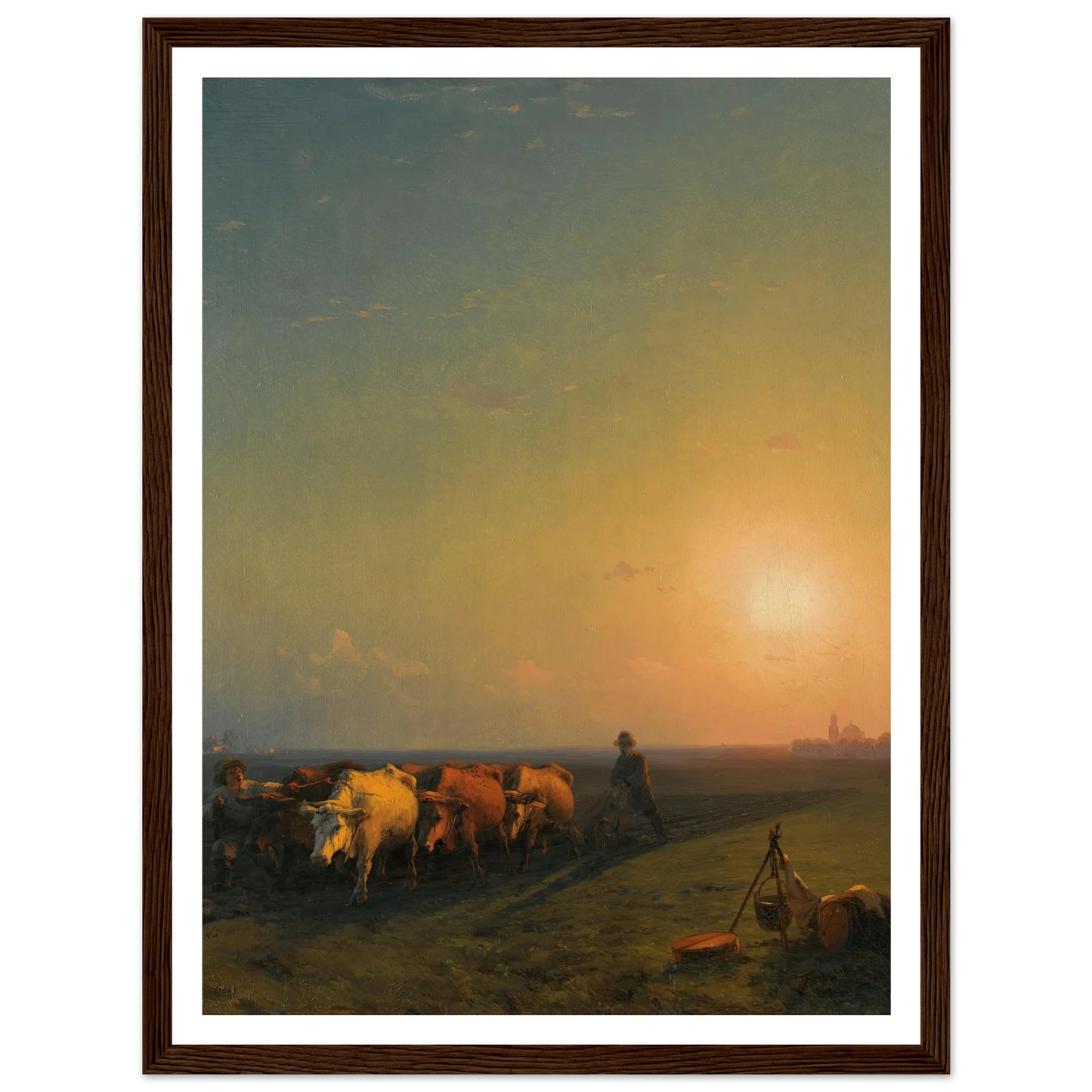 Ploughing The Fields, Crimea (1865) Art Print | Ivan Konstantinovich Aivazovsky - Framed Poster - 30x40 cm / 12x16″ - Black frame