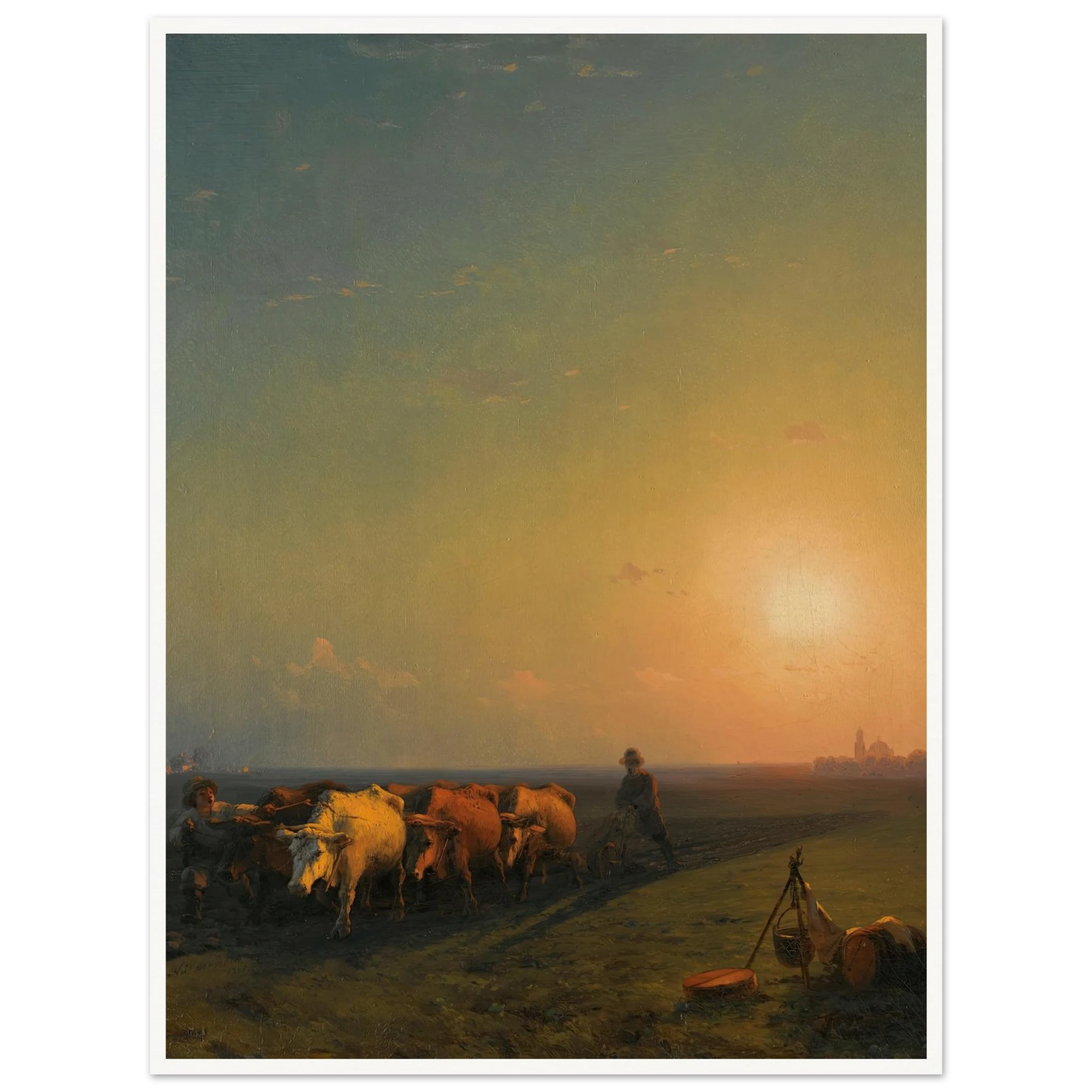 Ploughing The Fields, Crimea (1865) Art Print | Ivan Konstantinovich Aivazovsky - Framed Poster - 30x40 cm / 12x16″ - Black frame