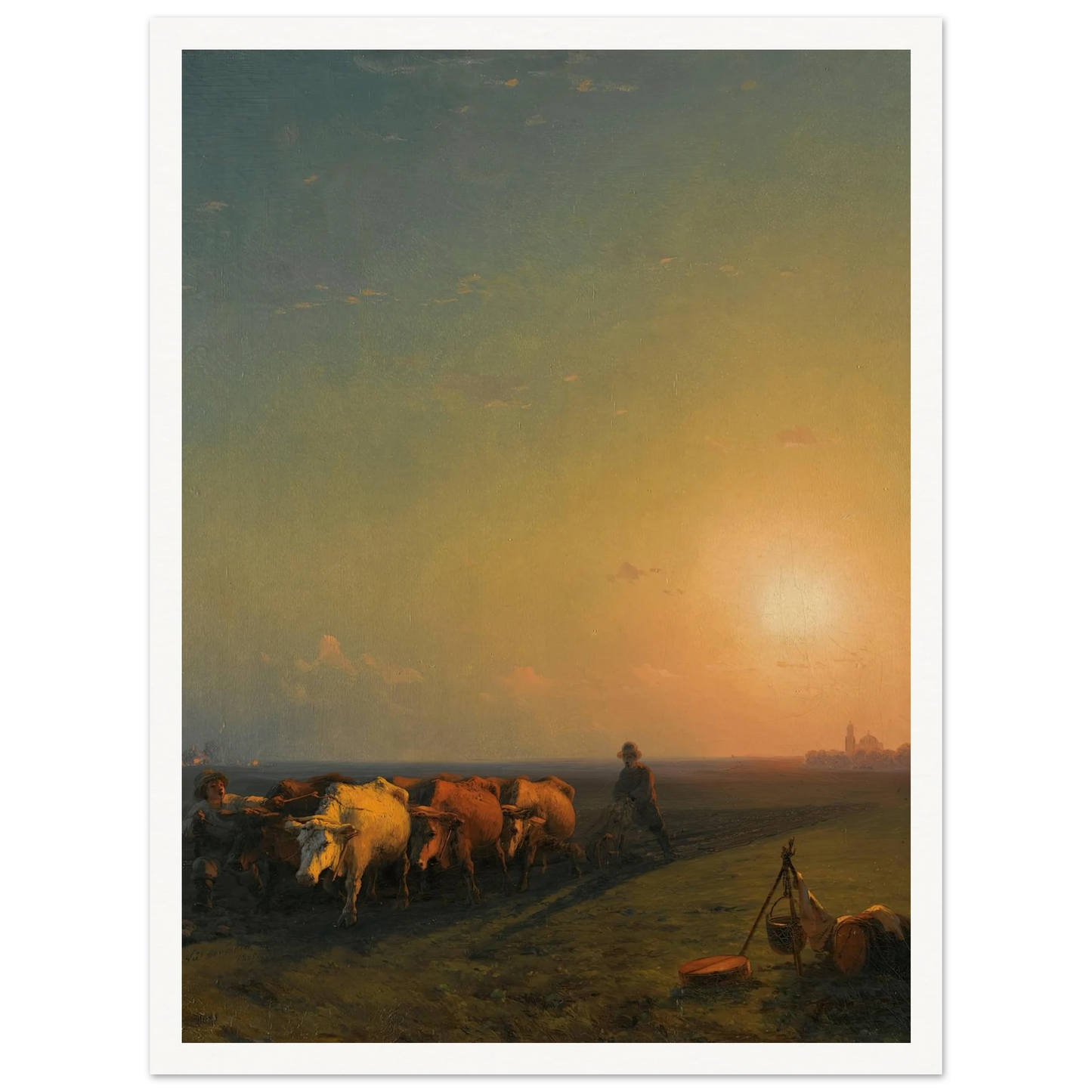 Ploughing The Fields, Crimea (1865) Art Print | Ivan Konstantinovich Aivazovsky - Framed Poster - 30x40 cm / 12x16″ - Black frame