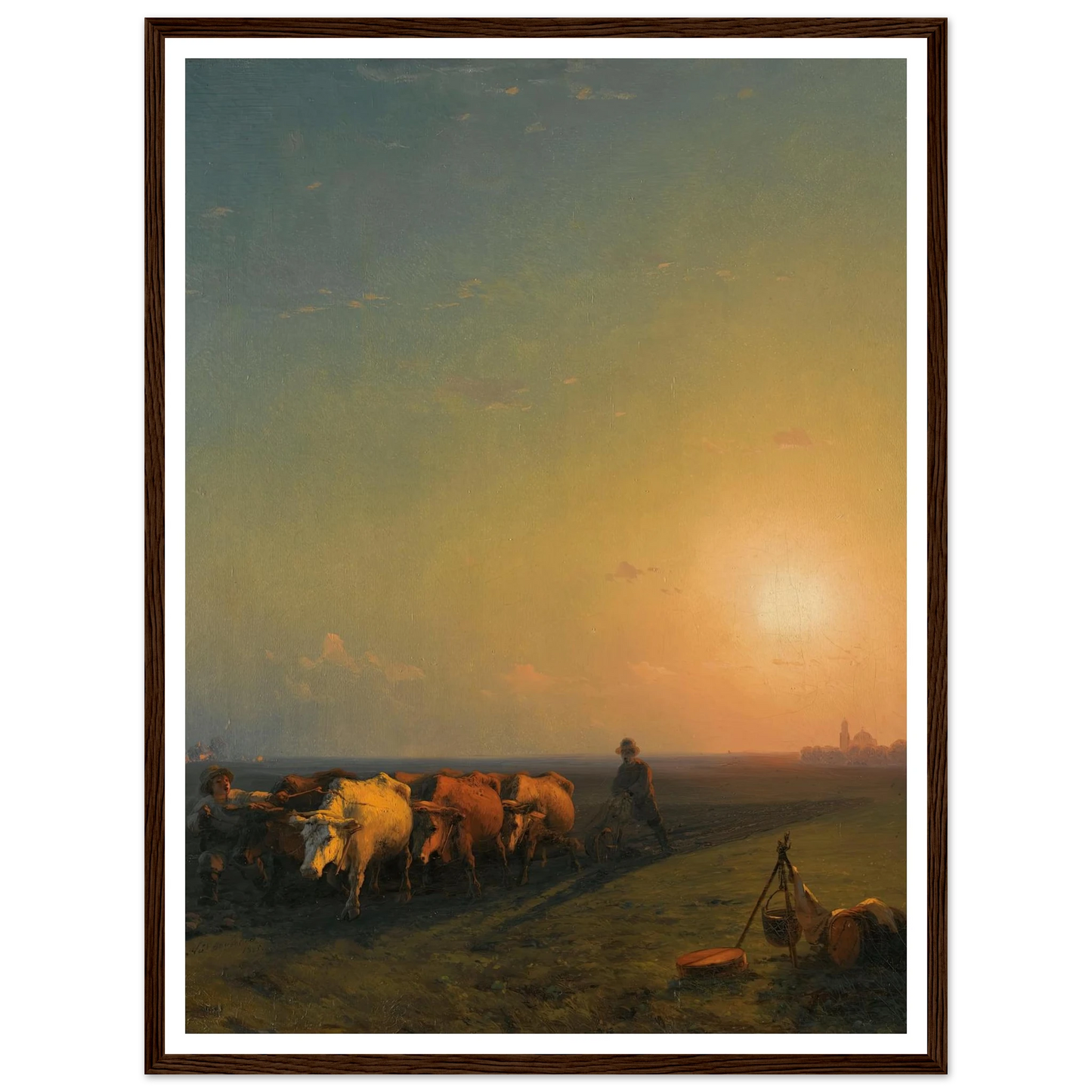 Ploughing The Fields, Crimea (1865) Art Print | Ivan Konstantinovich Aivazovsky - Framed Poster - 30x40 cm / 12x16″ - Black frame