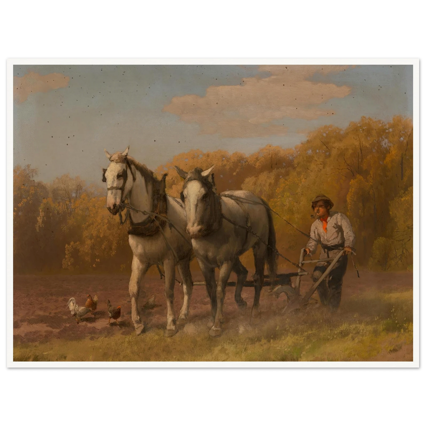 Plowing for the Next Crop Art Print | Hermann Ottomar Herzog - Framed Poster - 30x40 cm / 12x16″ - Black frame