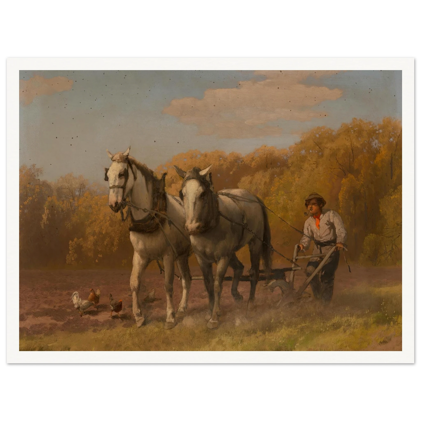 Plowing for the Next Crop Art Print | Hermann Ottomar Herzog - Framed Poster - 30x40 cm / 12x16″ - Black frame