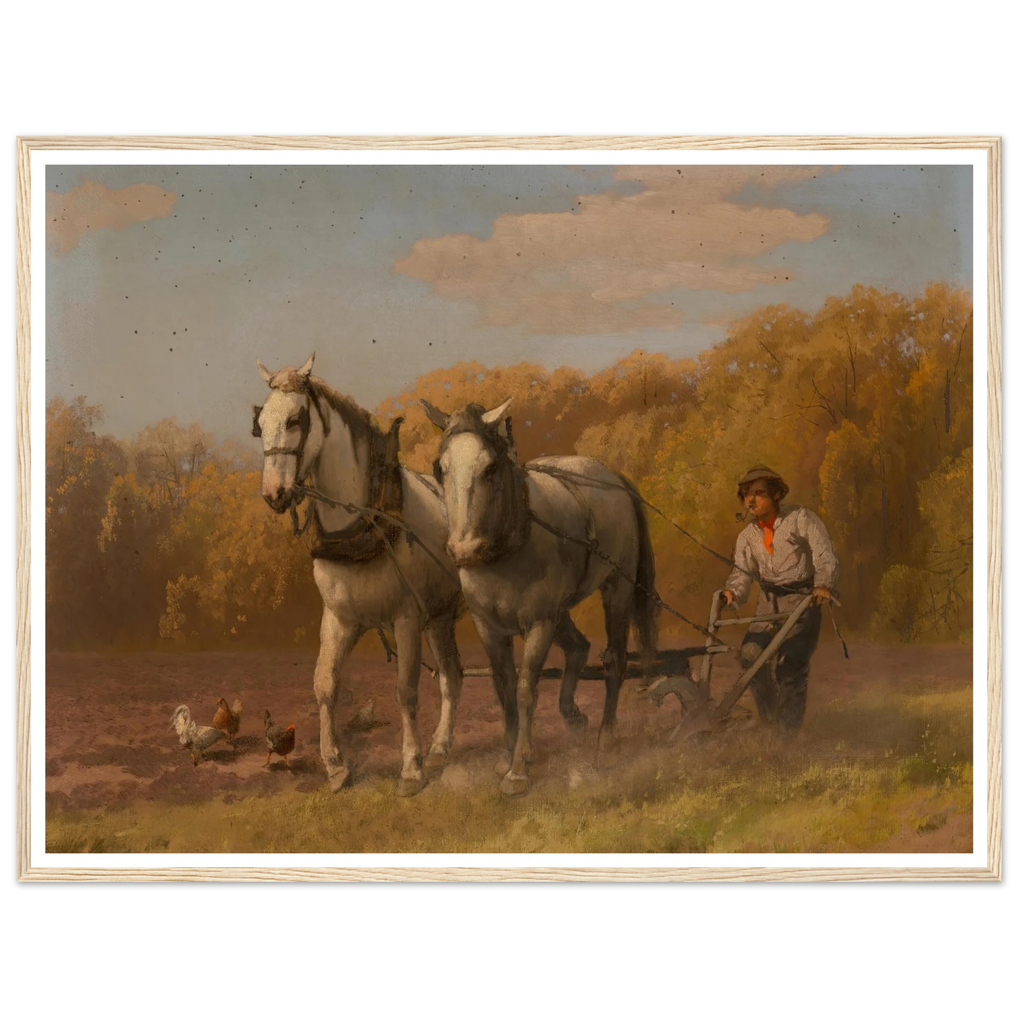 Plowing for the Next Crop Art Print | Hermann Ottomar Herzog - Framed Poster - 30x40 cm / 12x16″ - Black frame