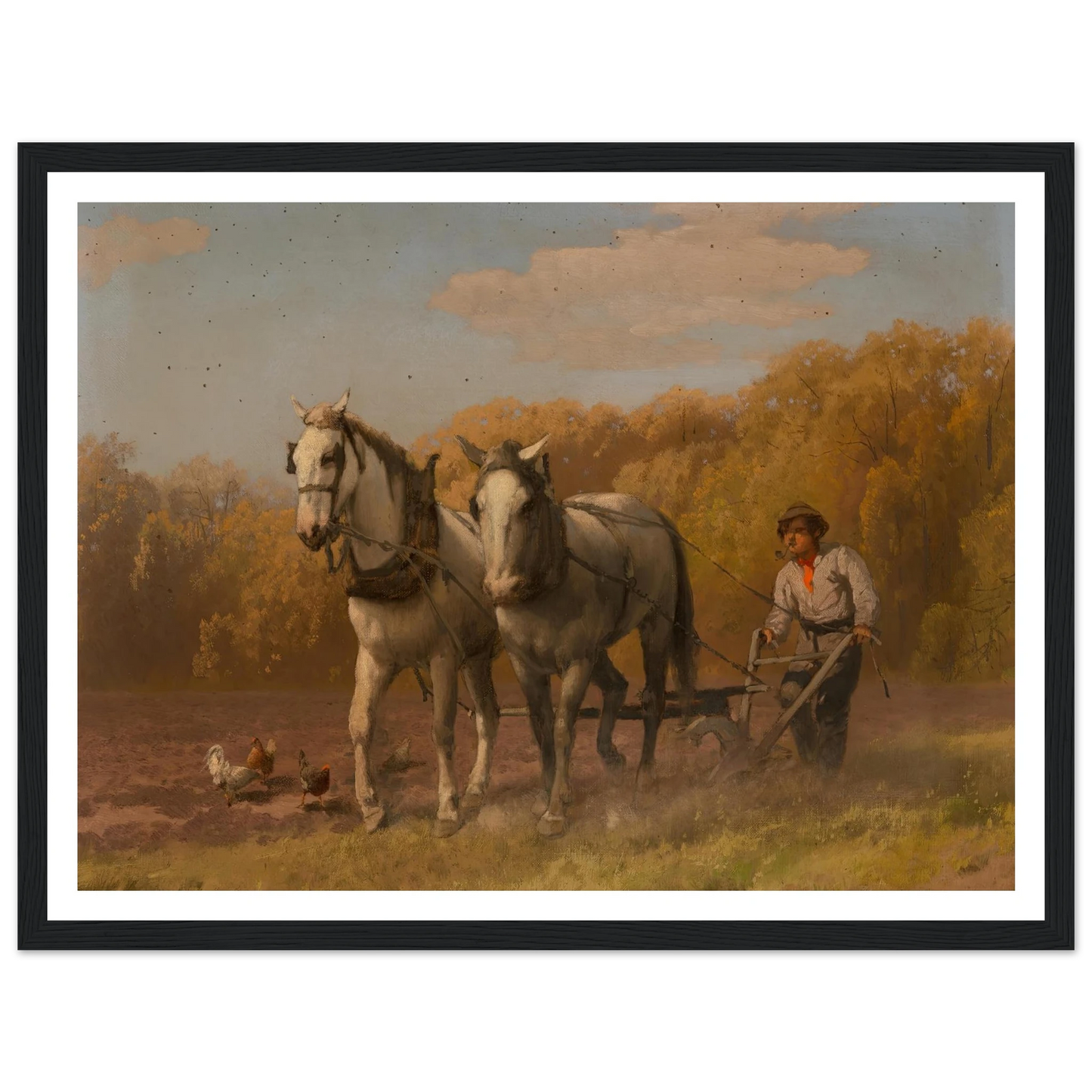 Plowing for the Next Crop Art Print | Hermann Ottomar Herzog - Framed Poster - 30x40 cm / 12x16″ - Black frame