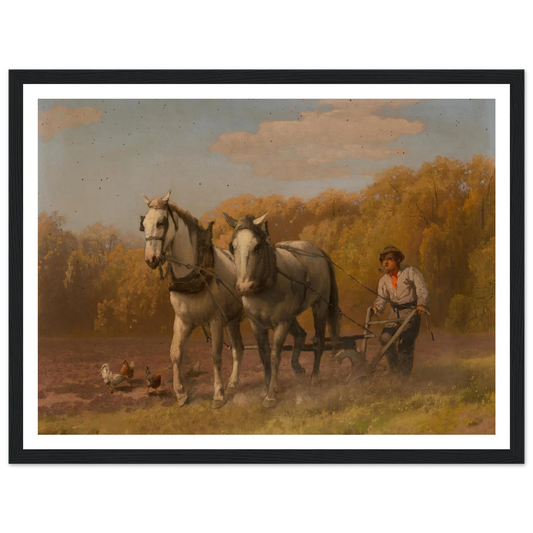 Plowing for the Next Crop Art Print | Hermann Ottomar Herzog - Framed Poster - 30x40 cm / 12x16″ - Black frame