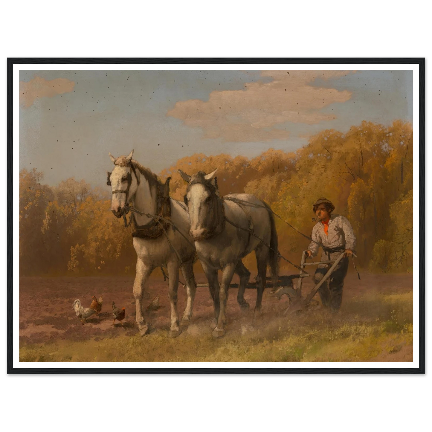 Plowing for the Next Crop Art Print | Hermann Ottomar Herzog - Framed Poster - 30x40 cm / 12x16″ - Black frame