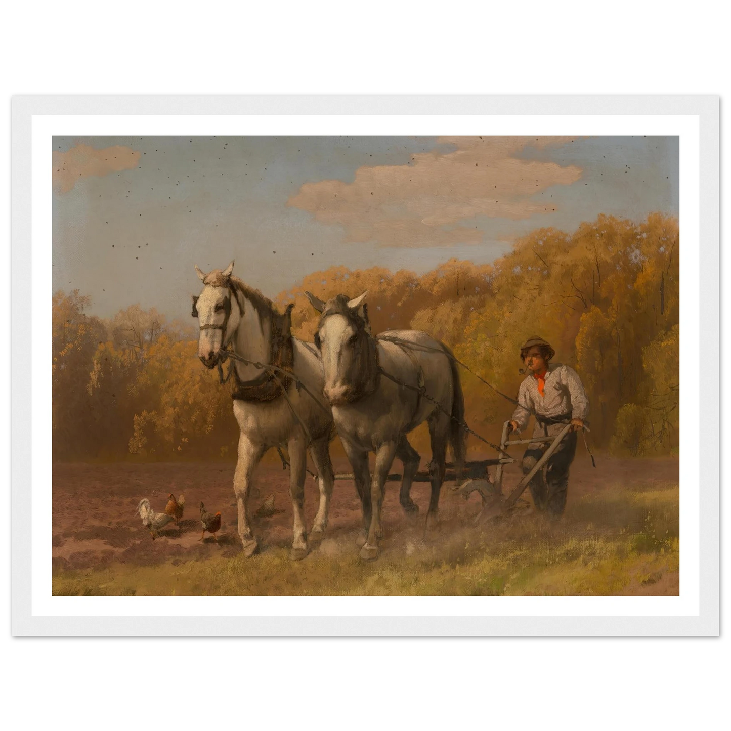 Plowing for the Next Crop Art Print | Hermann Ottomar Herzog - Framed Poster - 30x40 cm / 12x16″ - Black frame