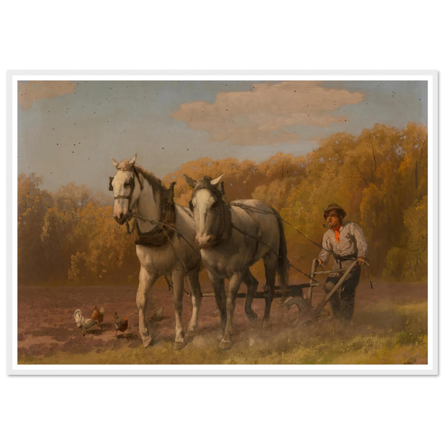 Plowing for the Next Crop Art Print | Hermann Ottomar Herzog - Framed Poster - 30x40 cm / 12x16″ - Black frame