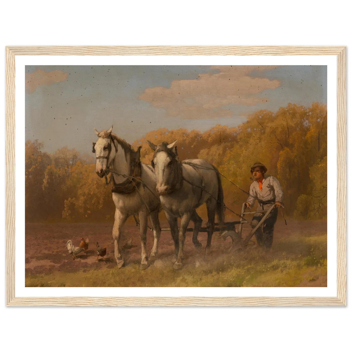 Plowing for the Next Crop Art Print | Hermann Ottomar Herzog - Framed Poster - 30x40 cm / 12x16″ - Black frame