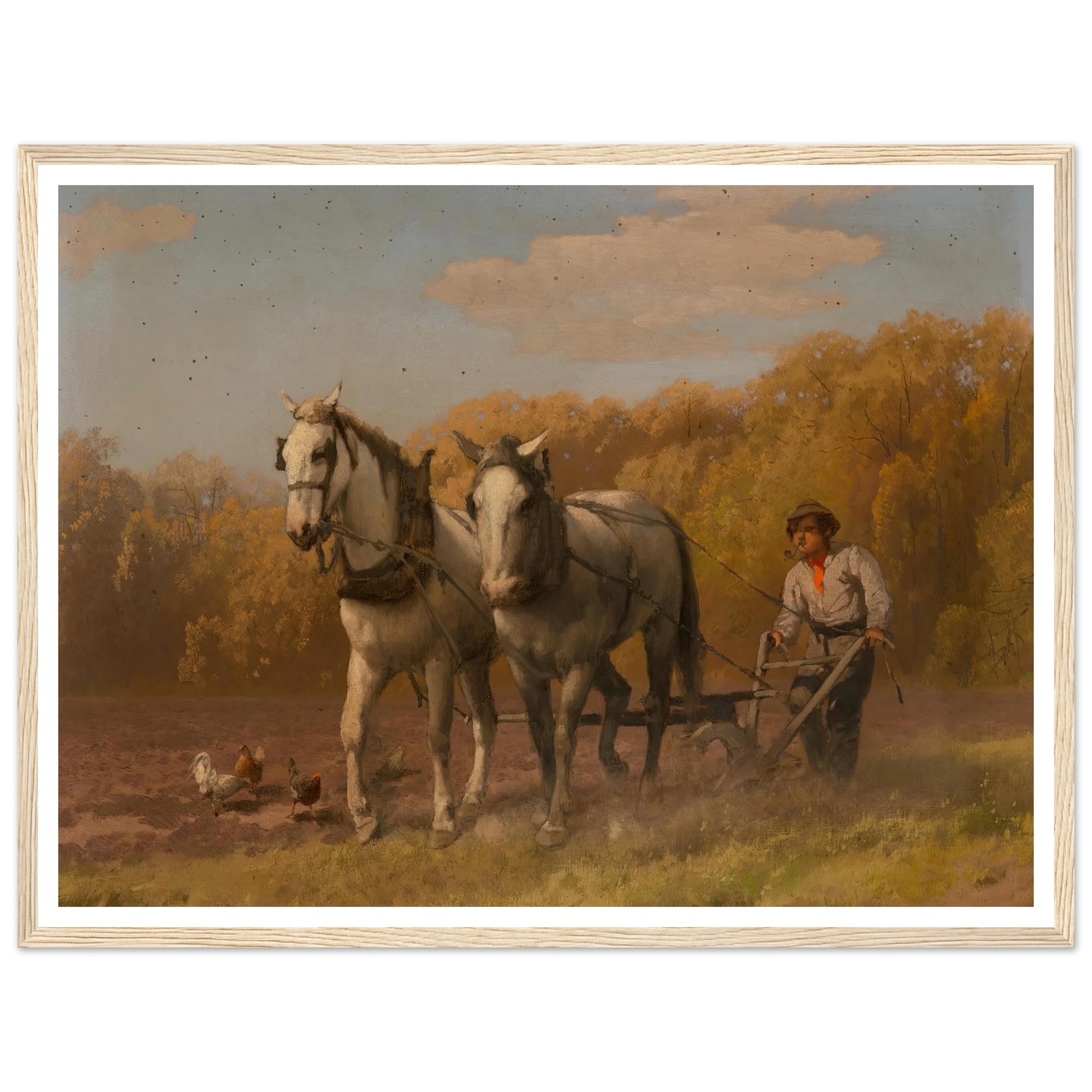 Plowing for the Next Crop Art Print | Hermann Ottomar Herzog - Framed Poster - 30x40 cm / 12x16″ - Black frame