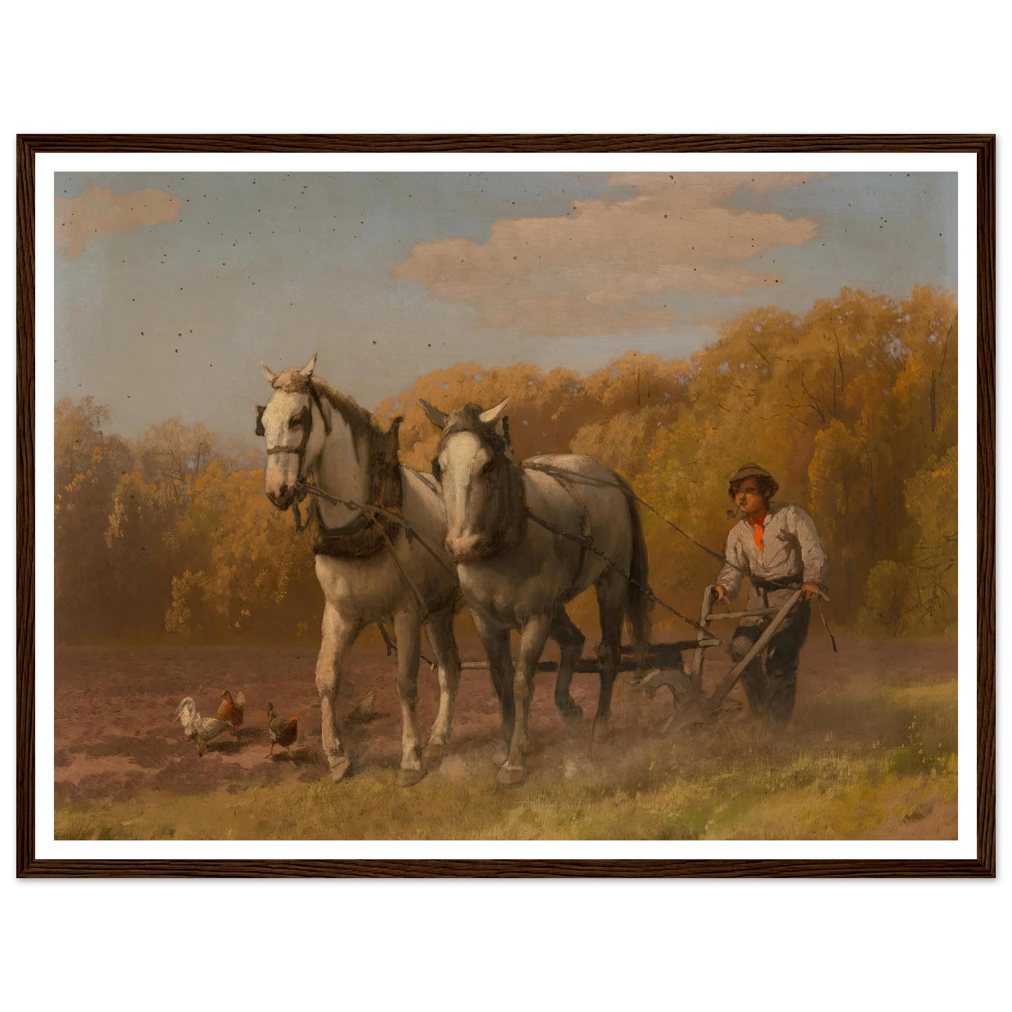 Plowing for the Next Crop Art Print | Hermann Ottomar Herzog - Framed Poster - 30x40 cm / 12x16″ - Black frame