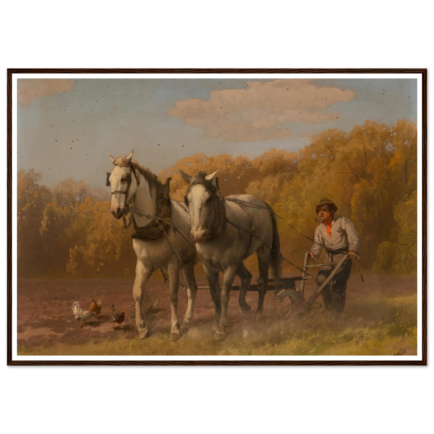 Plowing for the Next Crop Art Print | Hermann Ottomar Herzog - Framed Poster - 30x40 cm / 12x16″ - Black frame