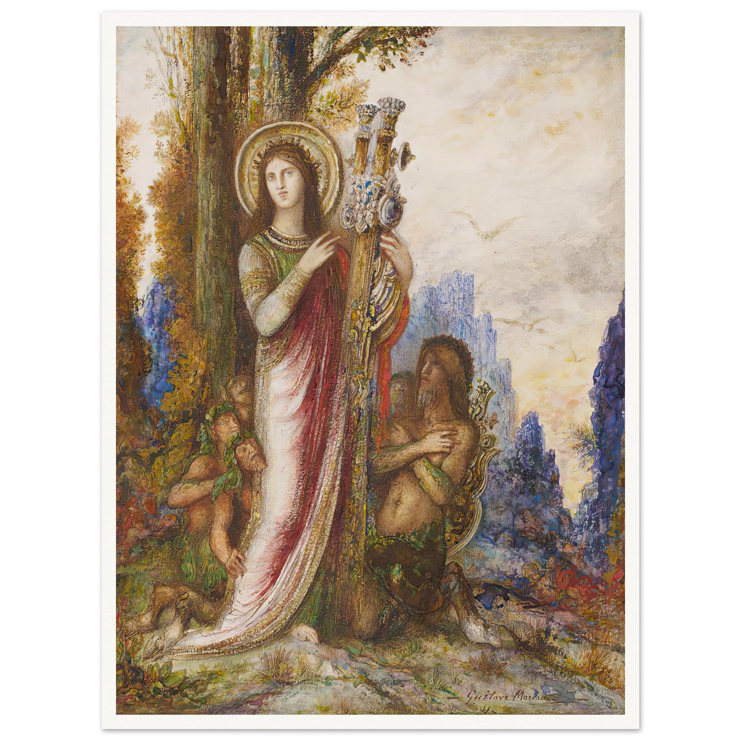 Poet And Satyrs (C. 1890-1895) Art Print | Gustave Moreau - Framed Poster - 30x40 cm / 12x16″ - Black frame