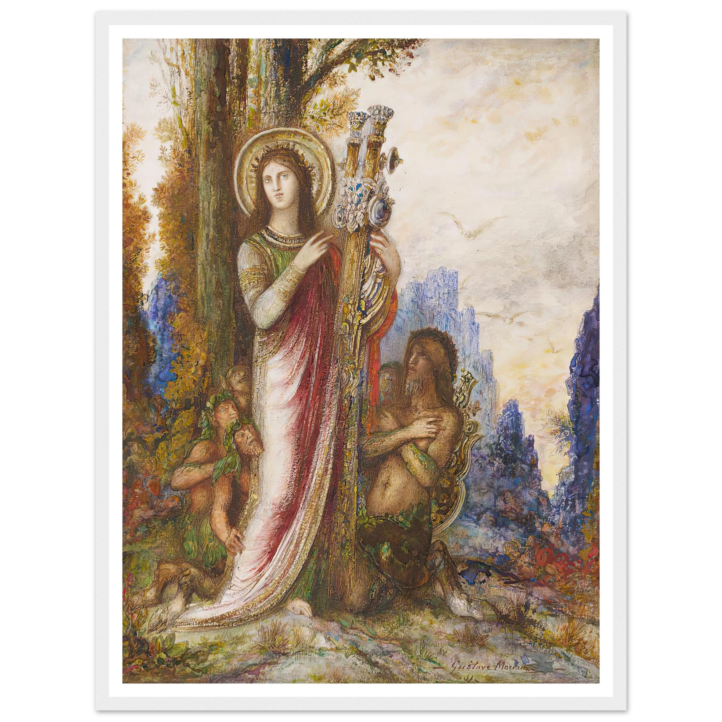 Poet And Satyrs (C. 1890-1895) Art Print | Gustave Moreau - Framed Poster - 30x40 cm / 12x16″ - Black frame