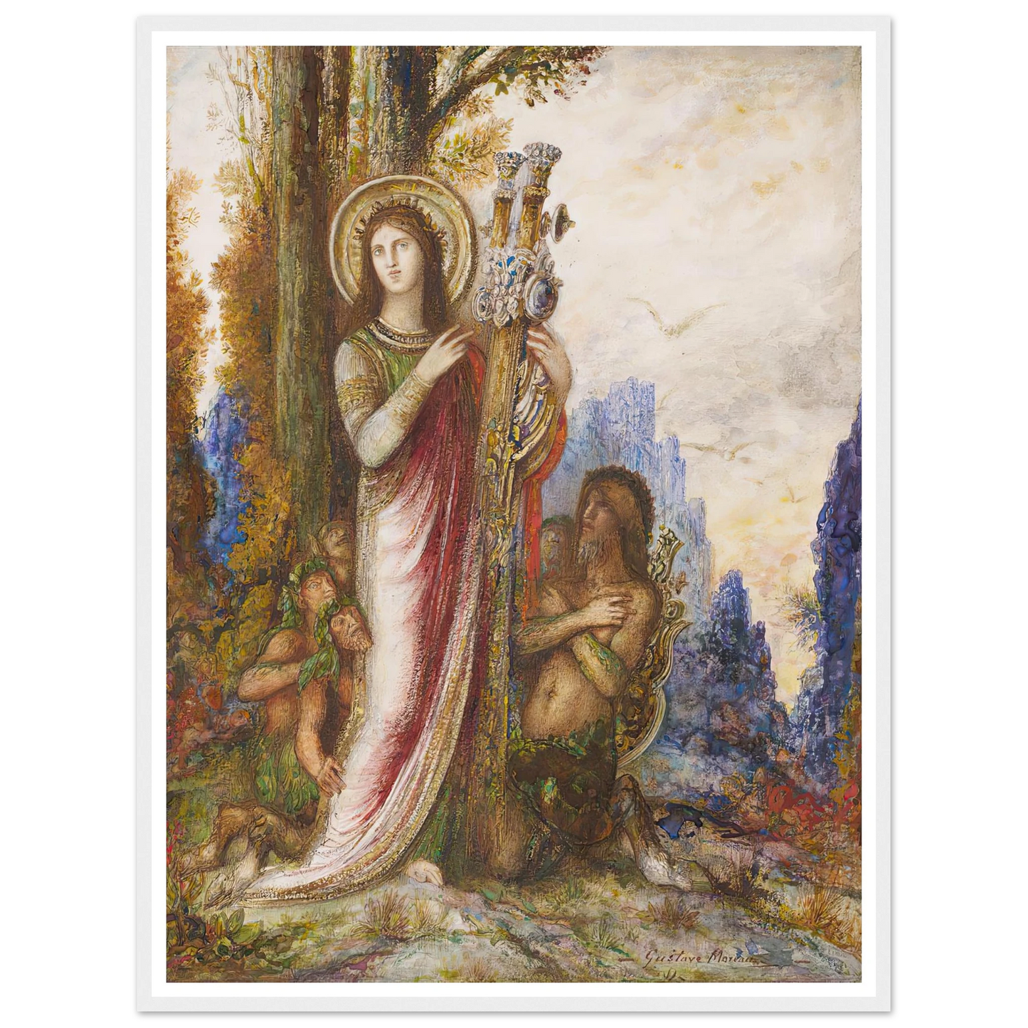 Poet And Satyrs (C. 1890-1895) Art Print | Gustave Moreau - Framed Poster - 30x40 cm / 12x16″ - Black frame