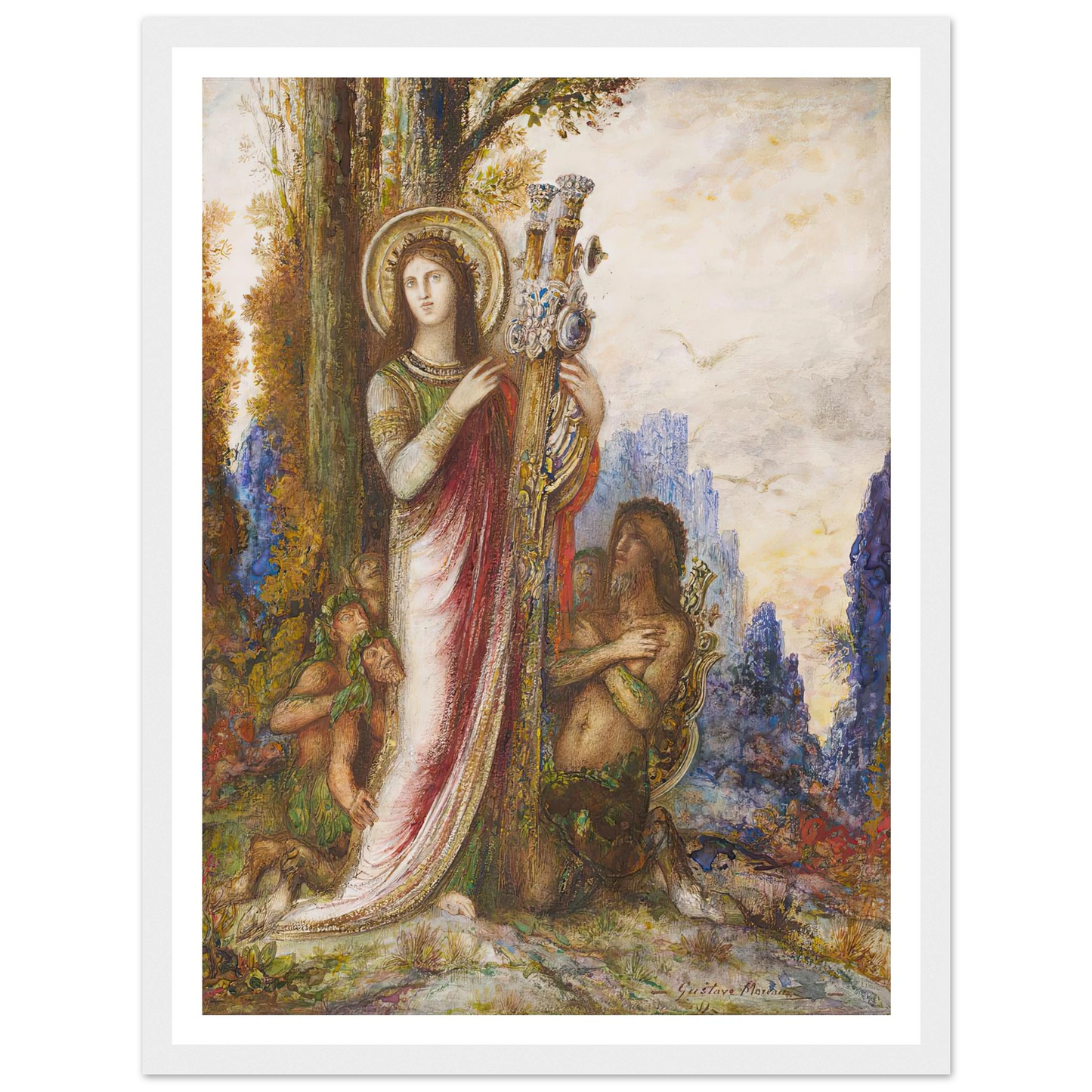 Poet And Satyrs (C. 1890-1895) Art Print | Gustave Moreau - Framed Poster - 30x40 cm / 12x16″ - Black frame
