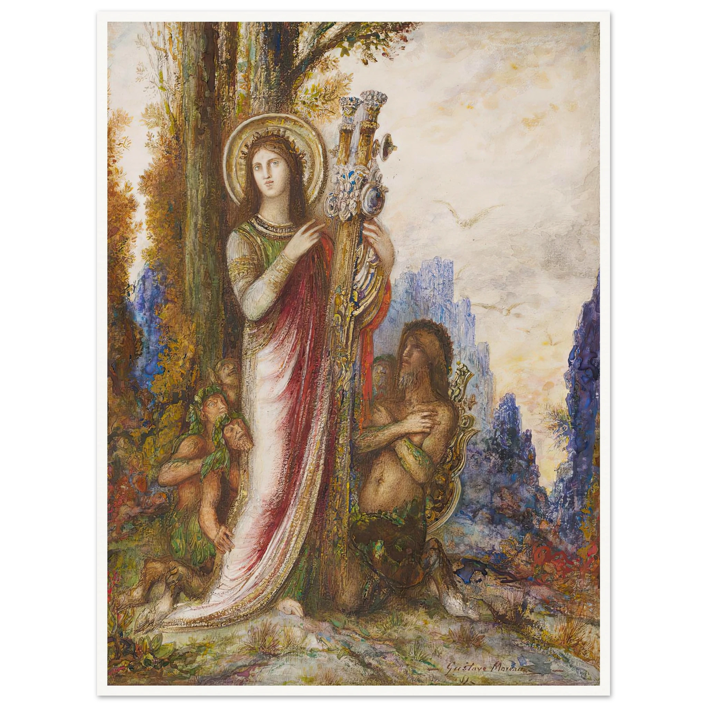 Poet And Satyrs (C. 1890-1895) Art Print | Gustave Moreau - Framed Poster - 30x40 cm / 12x16″ - Black frame