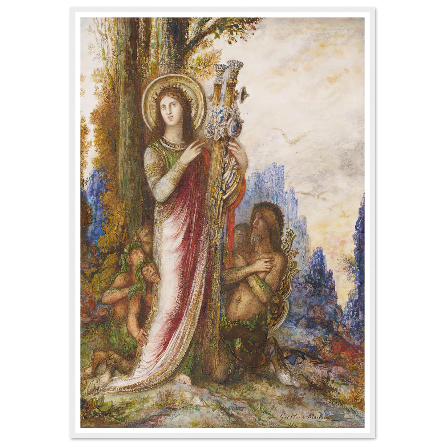 Poet And Satyrs (C. 1890-1895) Art Print | Gustave Moreau - Framed Poster - 30x40 cm / 12x16″ - Black frame