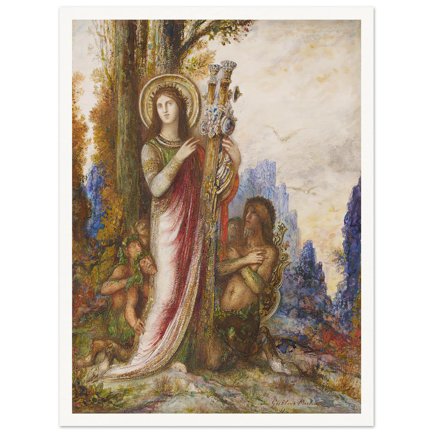 Poet And Satyrs (C. 1890-1895) Art Print | Gustave Moreau - Framed Poster - 30x40 cm / 12x16″ - Black frame