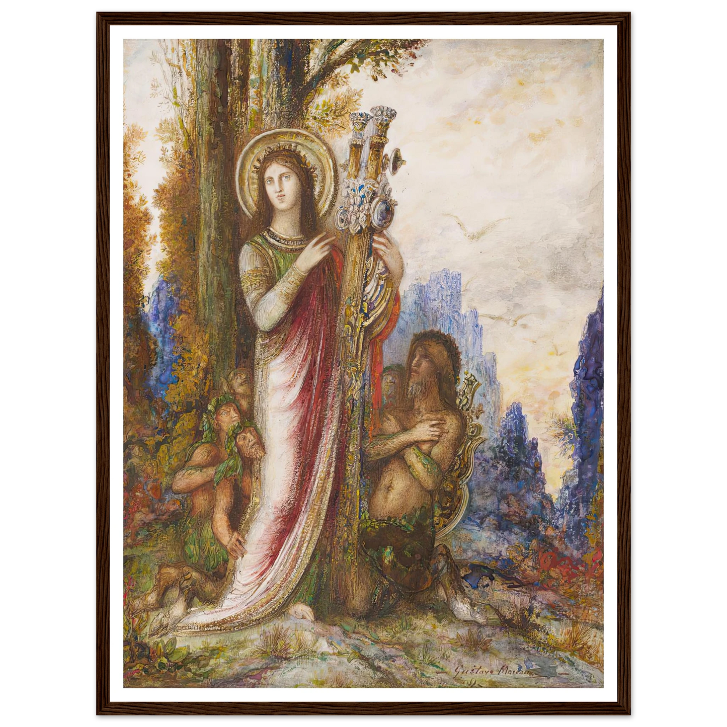 Poet And Satyrs (C. 1890-1895) Art Print | Gustave Moreau - Framed Poster - 30x40 cm / 12x16″ - Black frame