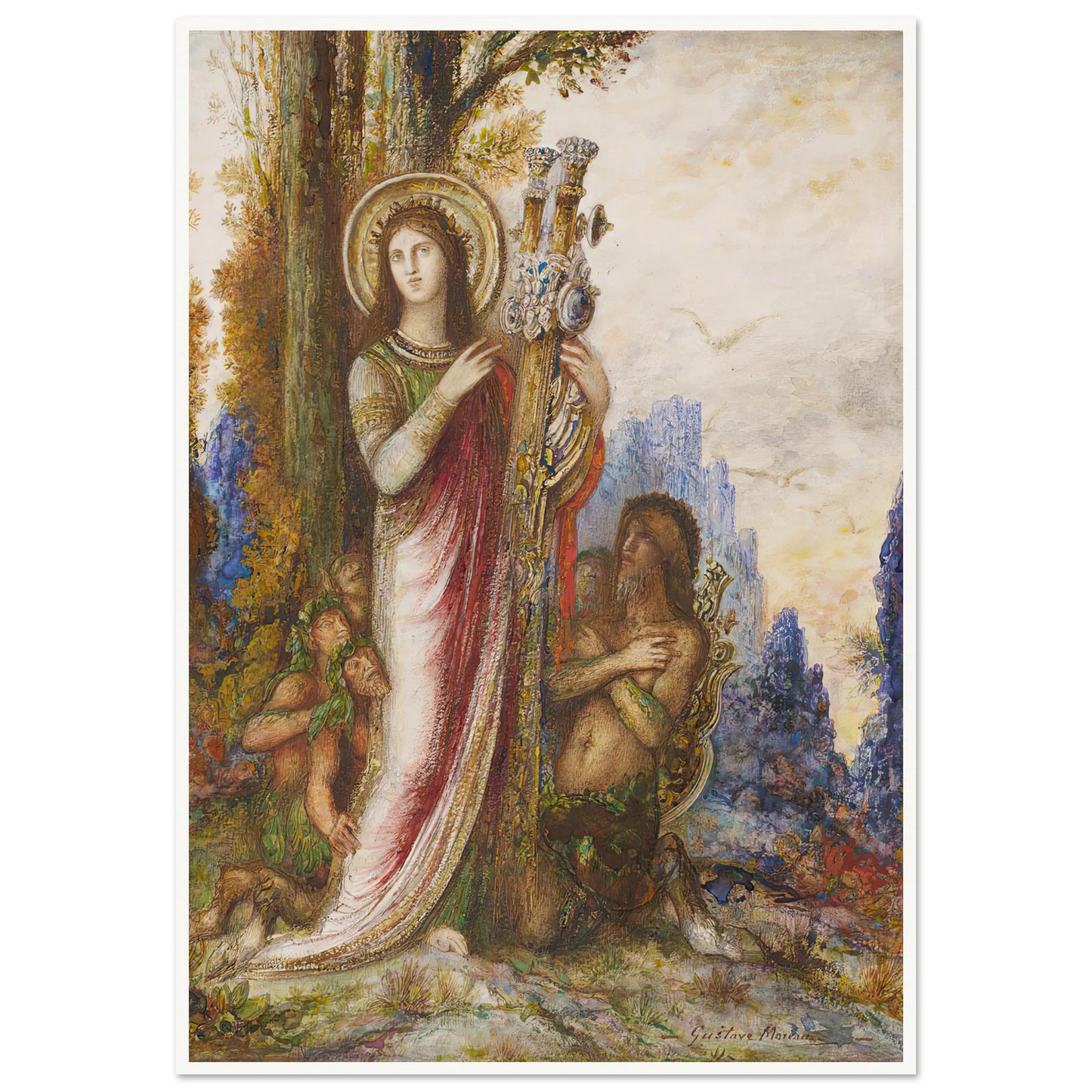 Poet And Satyrs (C. 1890-1895) Art Print | Gustave Moreau - Framed Poster - 30x40 cm / 12x16″ - Black frame