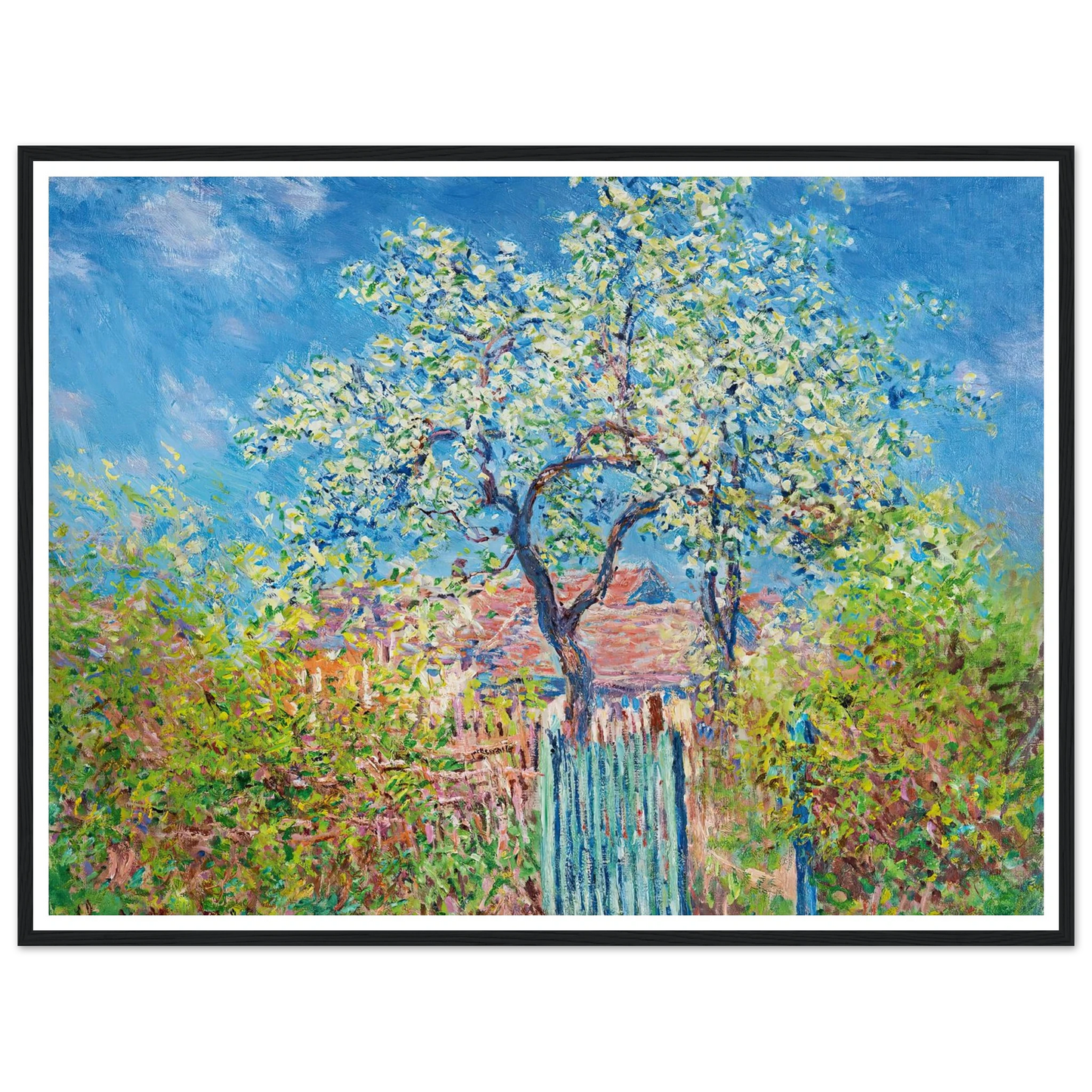 Poirier En Fleurs (1885) Art Print | Claude Monet - Framed Poster - 30x40 cm / 12x16″ - Black frame