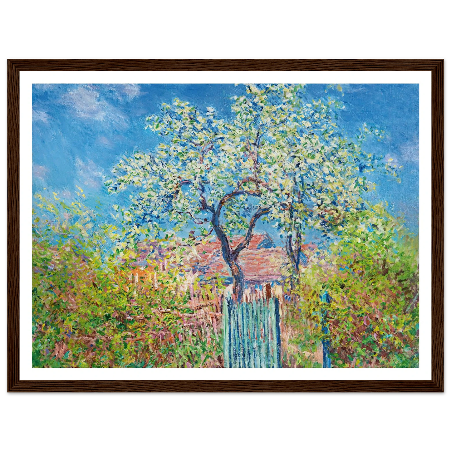 Poirier En Fleurs (1885) Art Print | Claude Monet - Framed Poster - 30x40 cm / 12x16″ - Black frame