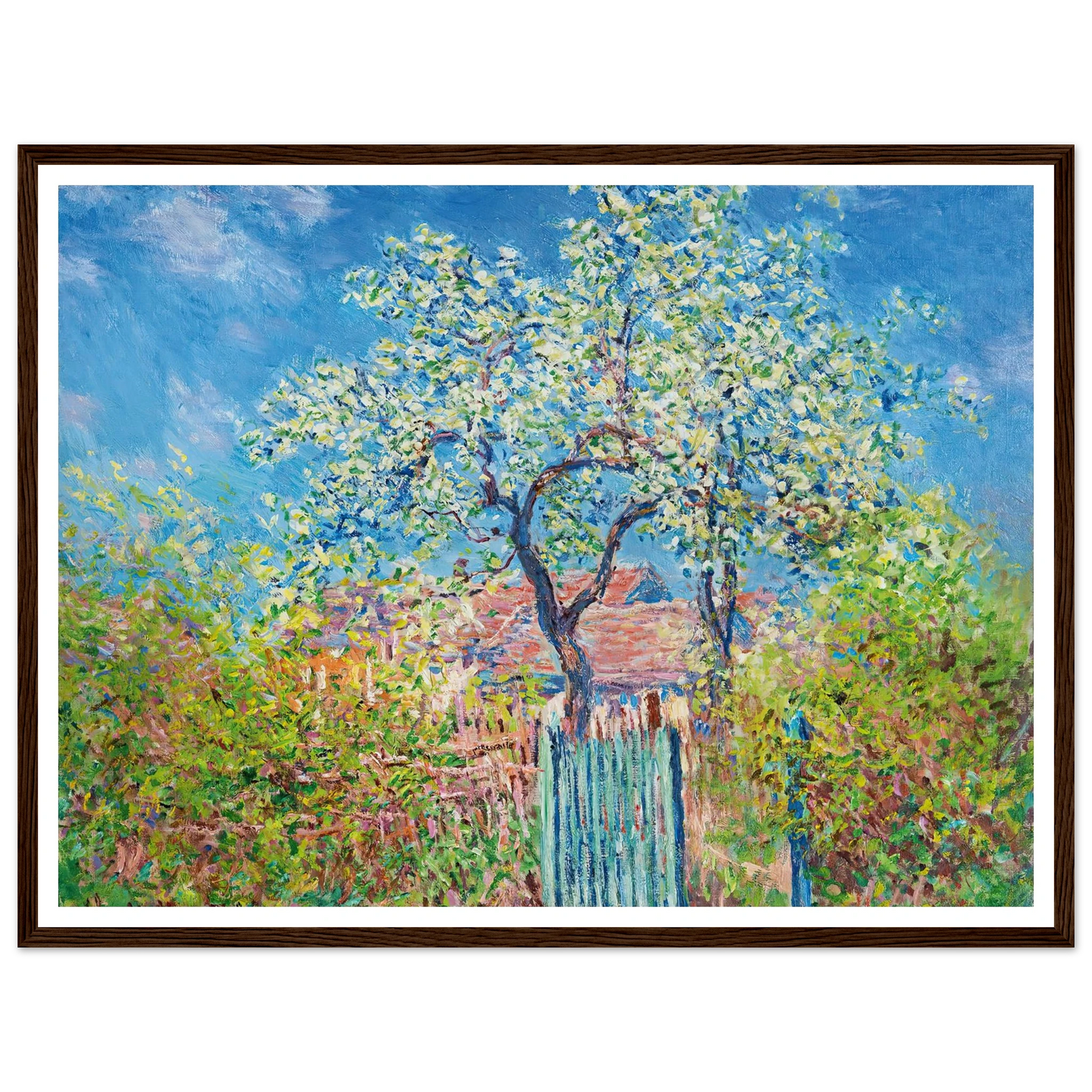 Poirier En Fleurs (1885) Art Print | Claude Monet - Framed Poster - 30x40 cm / 12x16″ - Black frame