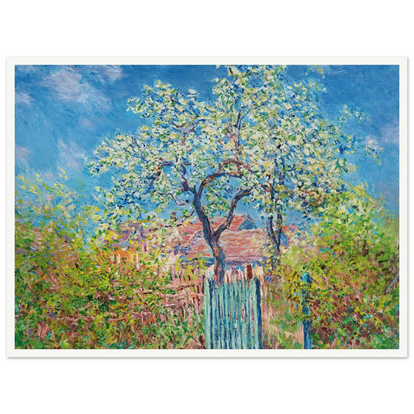 Poirier En Fleurs (1885) Art Print | Claude Monet - Framed Poster - 30x40 cm / 12x16″ - Black frame