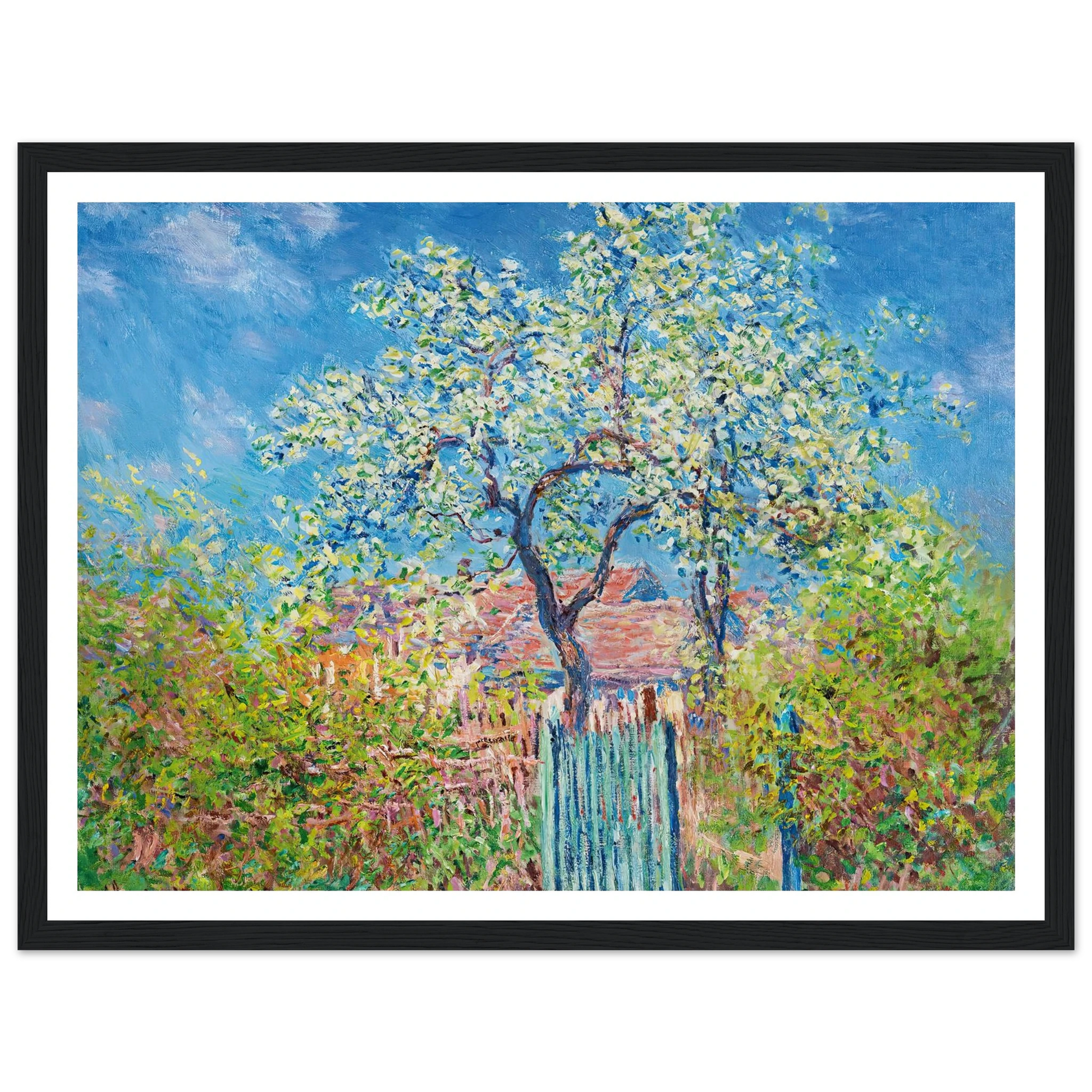 Poirier En Fleurs (1885) Art Print | Claude Monet - Framed Poster - 30x40 cm / 12x16″ - Black frame