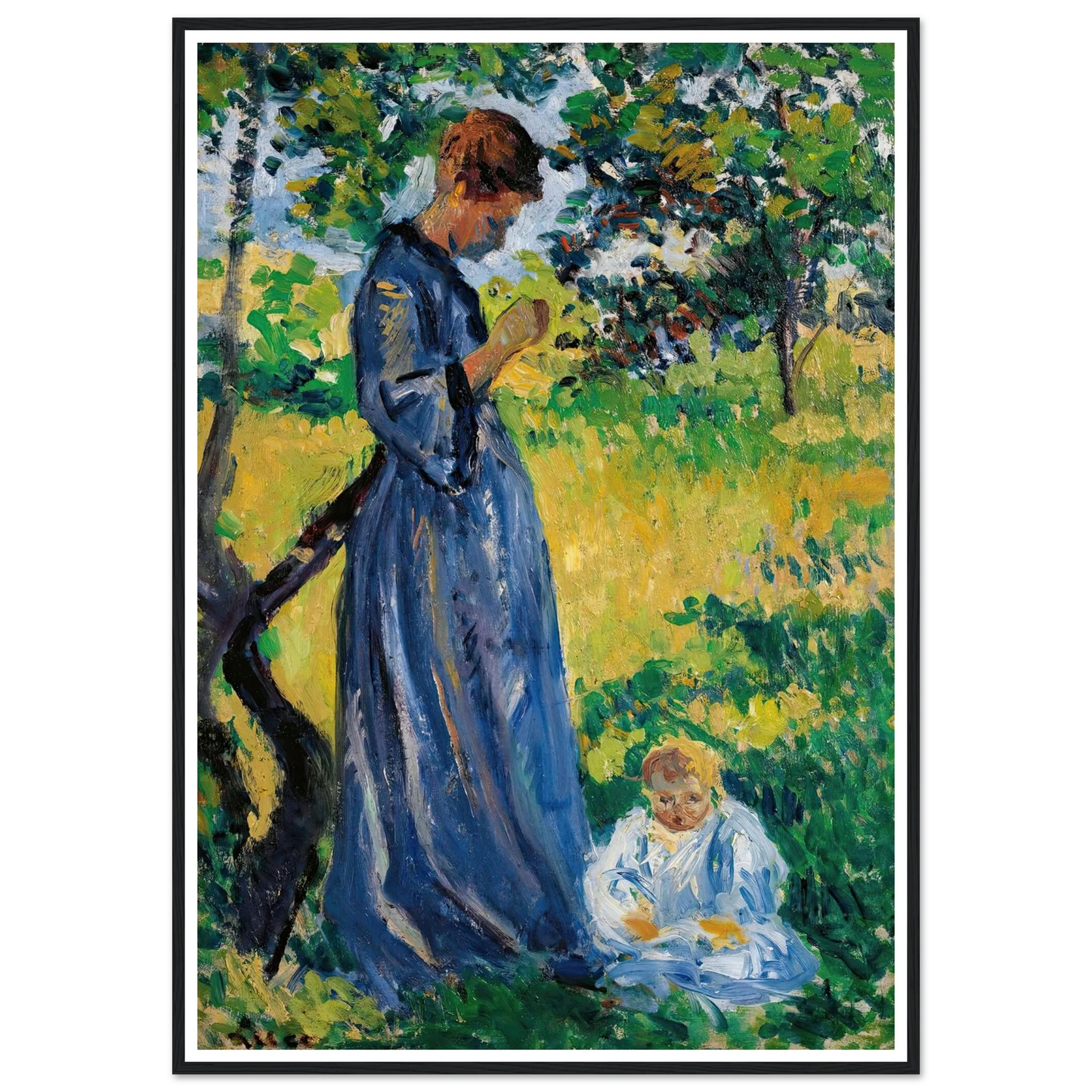 Poissy, Madame Dillon (1893) Art Print | Maximilien Luce - Framed Poster - 30x40 cm / 12x16″ - Black frame