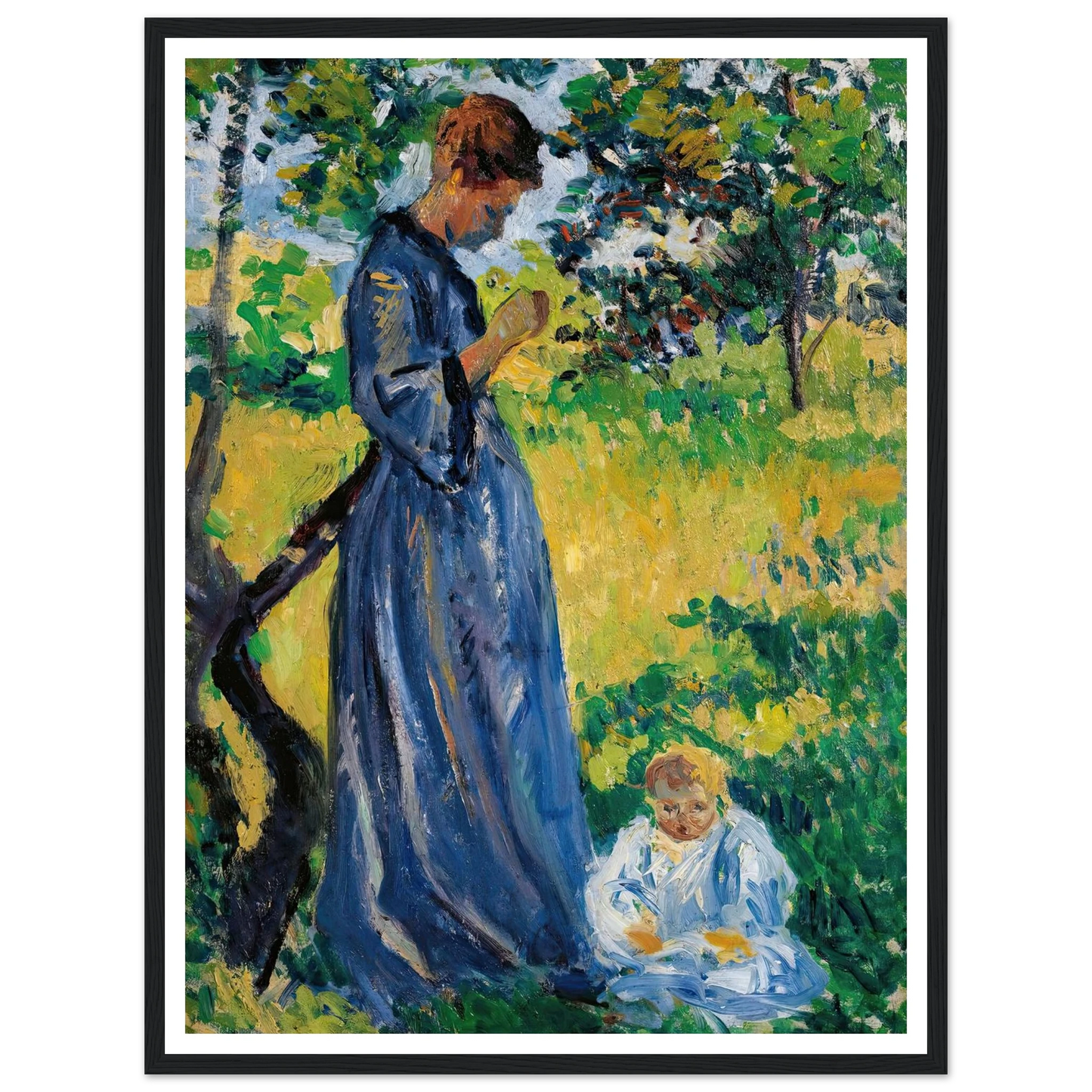 Poissy, Madame Dillon (1893) Art Print | Maximilien Luce - Framed Poster - 30x40 cm / 12x16″ - Black frame