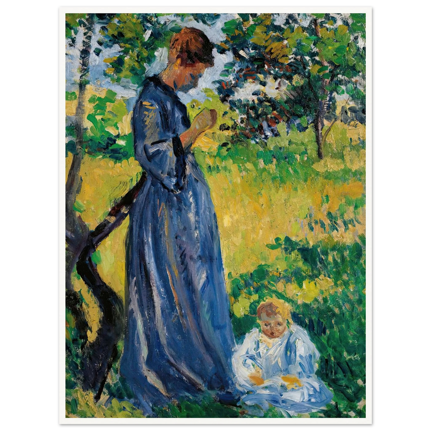 Poissy, Madame Dillon (1893) Art Print | Maximilien Luce - Framed Poster - 30x40 cm / 12x16″ - Black frame
