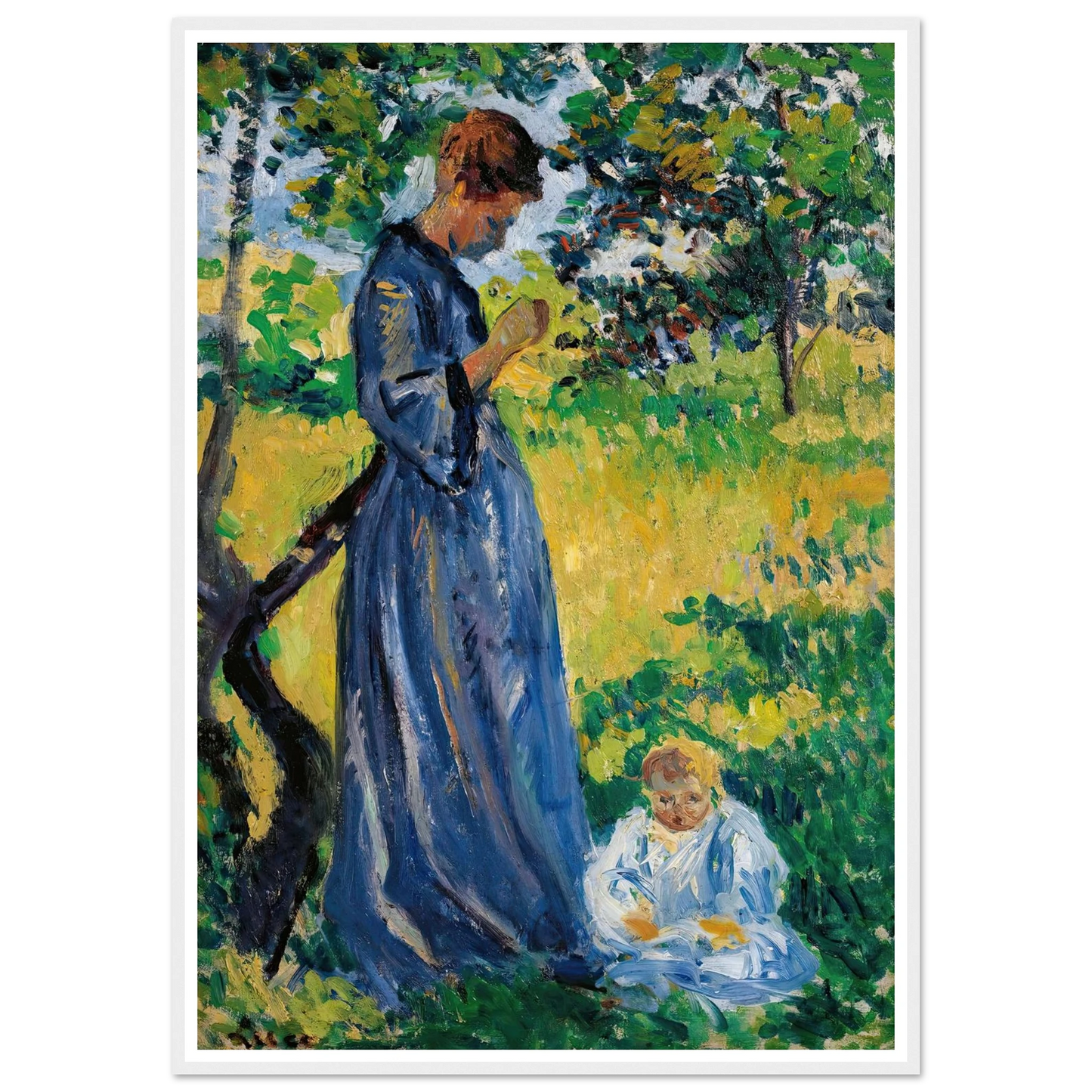 Poissy, Madame Dillon (1893) Art Print | Maximilien Luce - Framed Poster - 30x40 cm / 12x16″ - Black frame