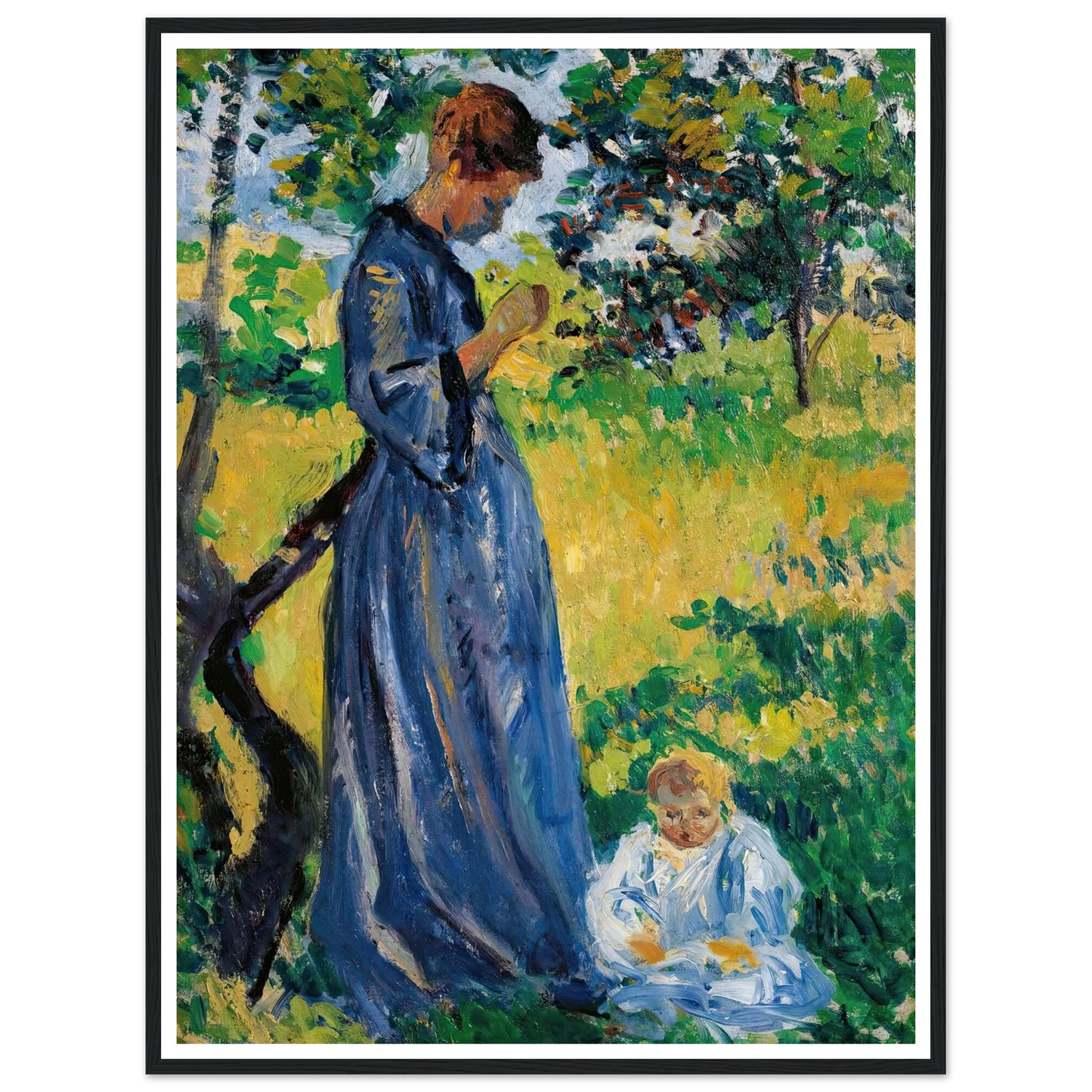 Poissy, Madame Dillon (1893) Art Print | Maximilien Luce - Framed Poster - 30x40 cm / 12x16″ - Black frame