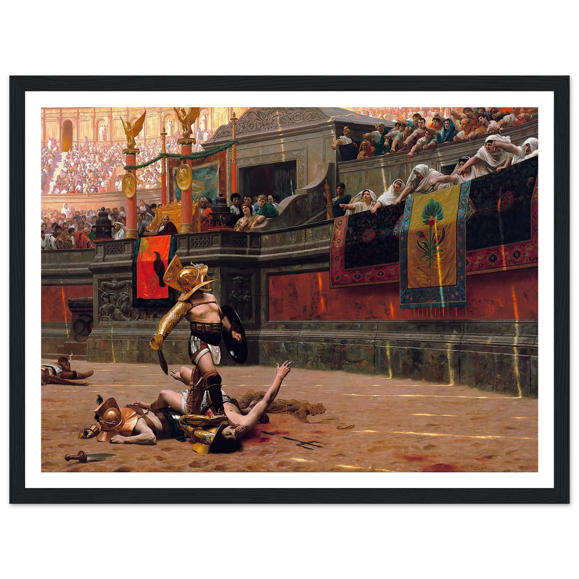 Pollice Verso (1872) Art Print | Jean Leon Gerome - Framed Poster - 30x40 cm / 12x16″ - Black frame