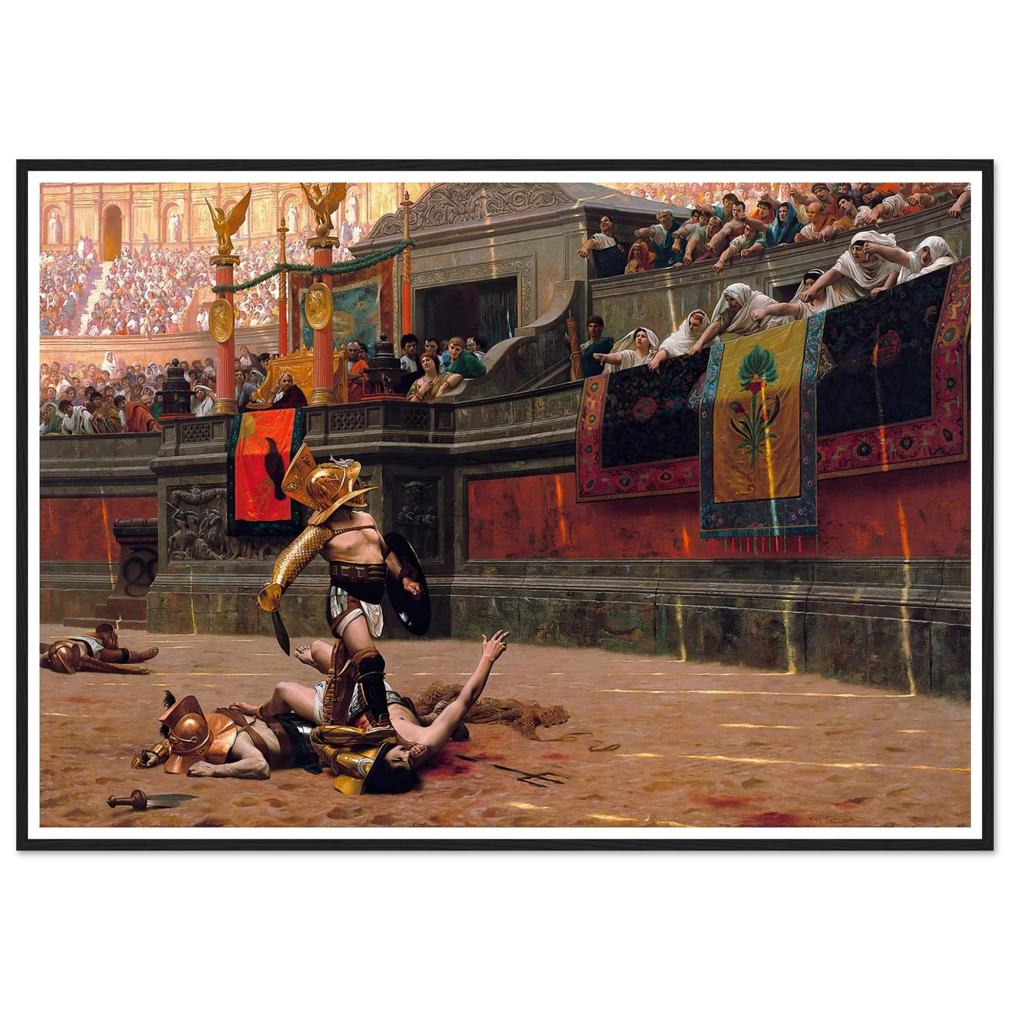 Pollice Verso (1872) Art Print | Jean Leon Gerome - Framed Poster - 30x40 cm / 12x16″ - Black frame