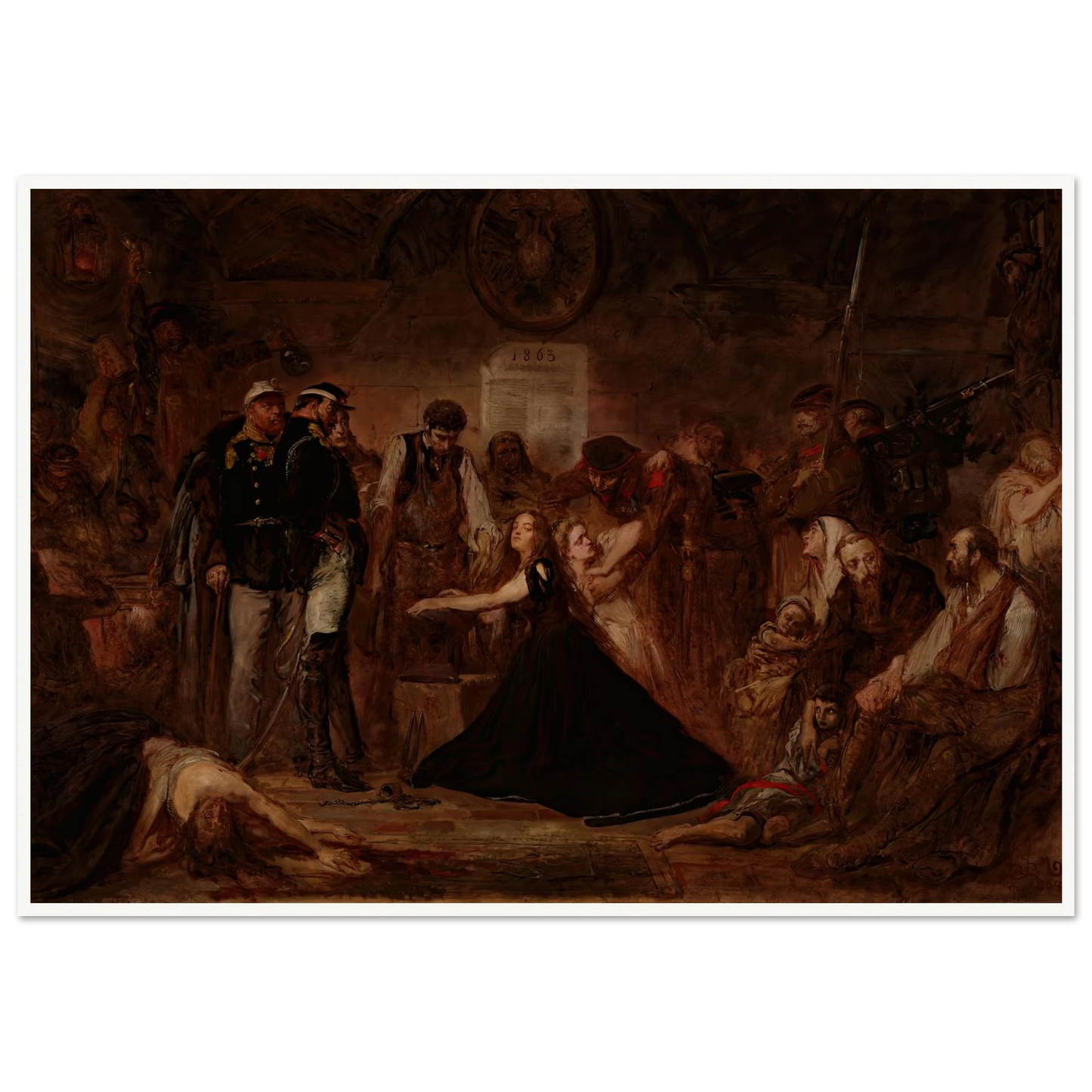 Polonia 1863 (Poland Enchained) (1864) Art Print | Jan Matejko - Framed Poster - 30x40 cm / 12x16″ - Black frame