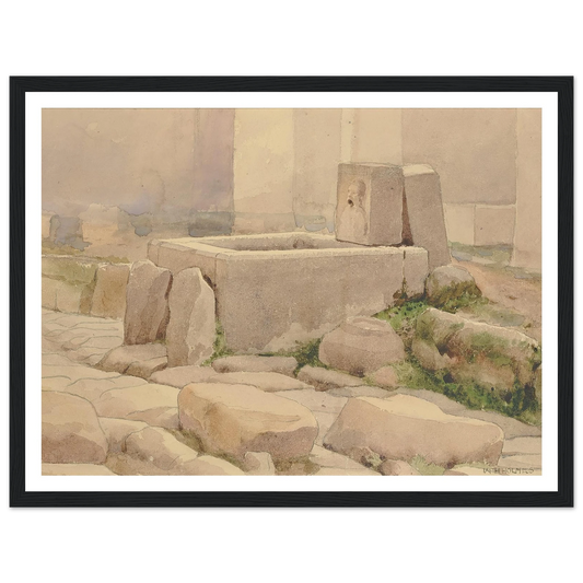 Pompeian Fountain And Horse Trough (1880) Art Print | William Henry Holmes - Framed Poster - 30x40 cm / 12x16″ - Black frame