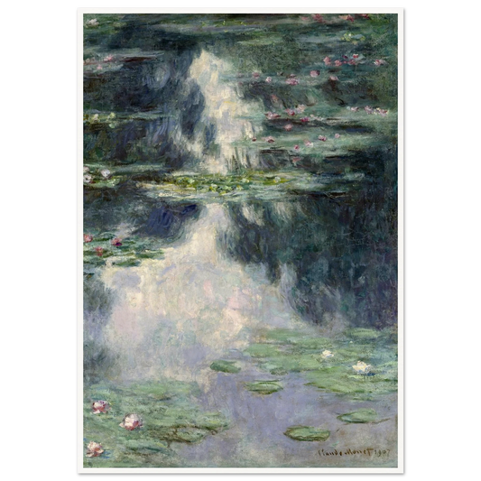 Pond with Water Lilies (1907) Art Print | Claude Monet - Framed Poster - 30x40 cm / 12x16″ - Black frame