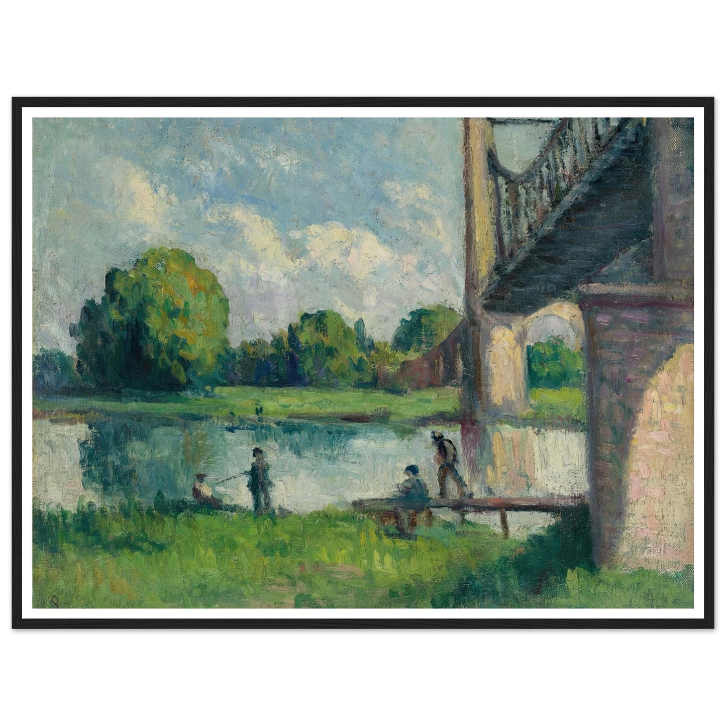 Pont Aux Environs D’angers (1916) Art Print | Maximilien Luce - Framed Poster - 30x40 cm / 12x16″ - Black frame