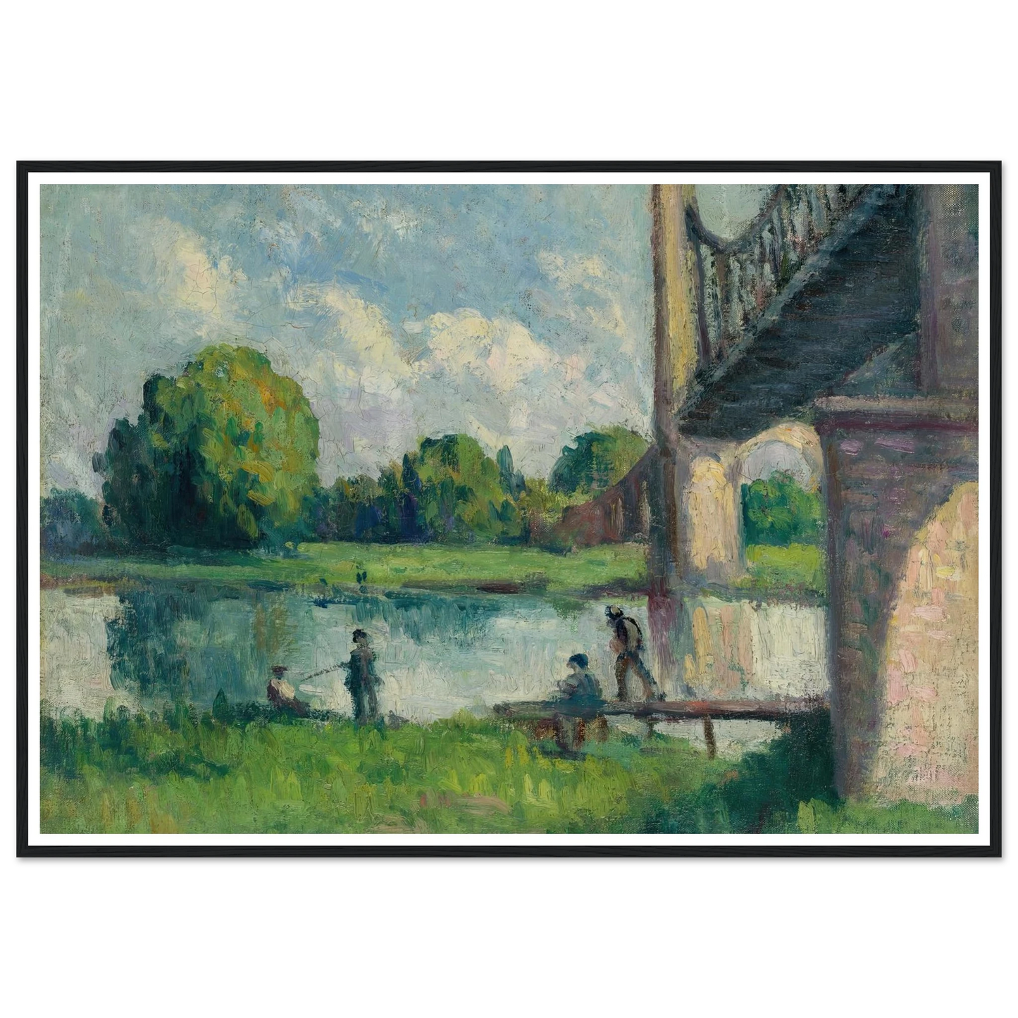 Pont Aux Environs D’angers (1916) Art Print | Maximilien Luce - Framed Poster - 30x40 cm / 12x16″ - Black frame