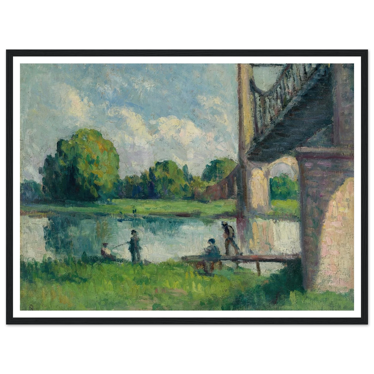 Pont Aux Environs D’angers (1916) Art Print | Maximilien Luce - Framed Poster - 30x40 cm / 12x16″ - Black frame