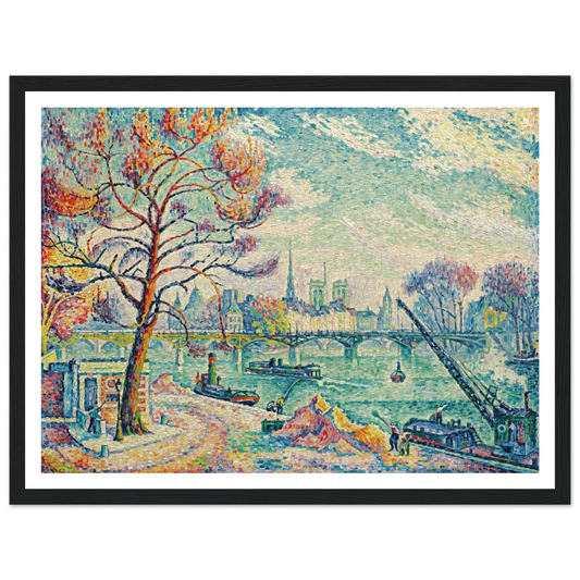 Pont Des Arts (Paris) (1925) Art Print | Paul Signac - Framed Poster - 30x40 cm / 12x16″ - Black frame